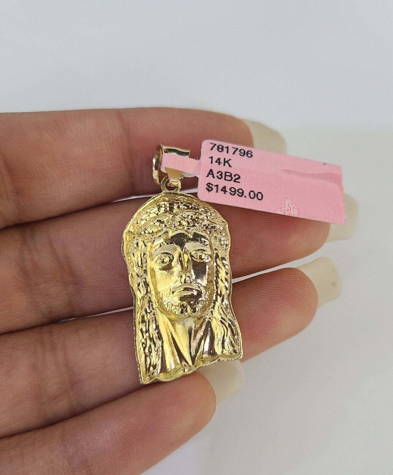 Real 14k Rope Chain Jesus Head Charm Set Yellow Gold 3mm 18 - 30" Necklace Pendant - GoldenlinQ
