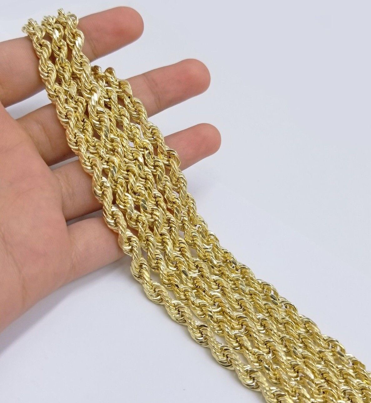 Real 14k Rope Chain Necklace 5mm 14kt Yellow Gold 18" 20" 22" 24" 26" inch Mens - GoldenlinQ