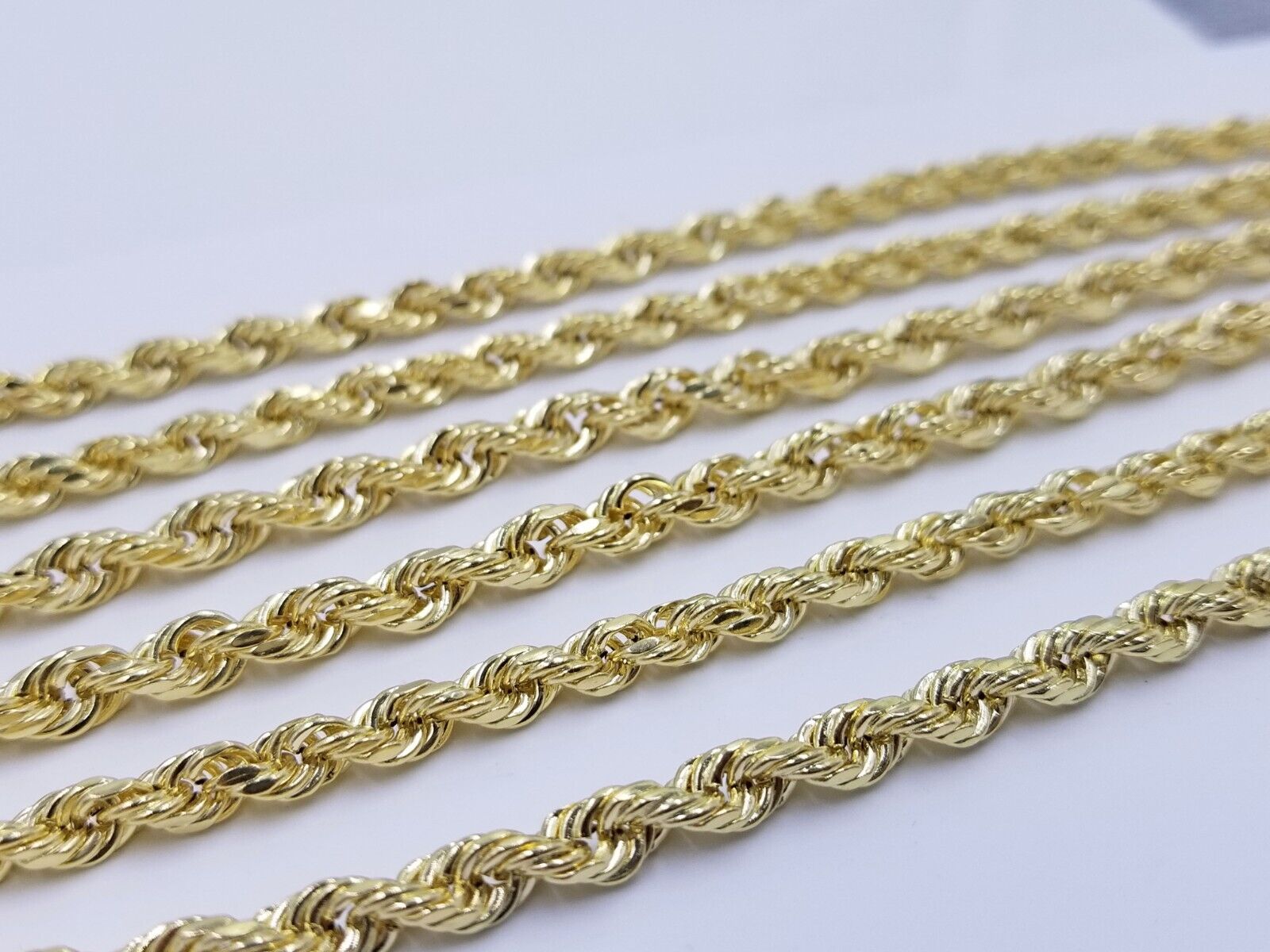 Real 14k Rope Chain Necklace 5mm 14kt Yellow Gold 18" 20" 22" 24" 26" inch Mens - GoldenlinQ