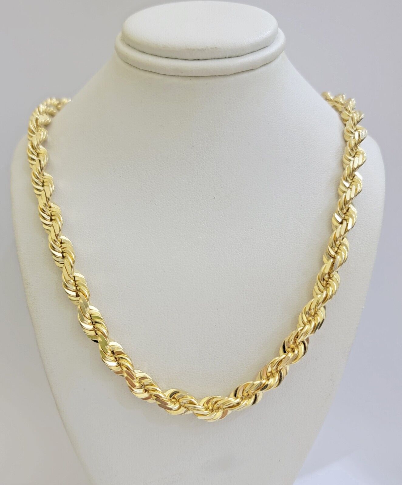 Real 14k Rope Chain Necklace 7mm Mens 14kt Yellow Gold 18 in - 30 inch SOLID - GoldenlinQ