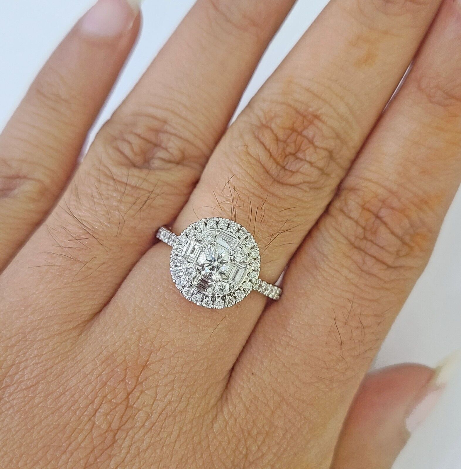 REAL 14k Rose Gold Diamond Ladies Ring Circular Shaped Women Engagement Wedding - GoldenlinQ