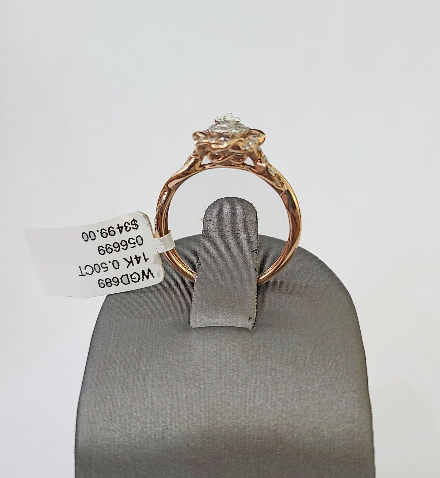 REAL 14k Rose Gold Diamond Ladies Ring Drop Shaped Women Engagement Wedding - GoldenlinQ