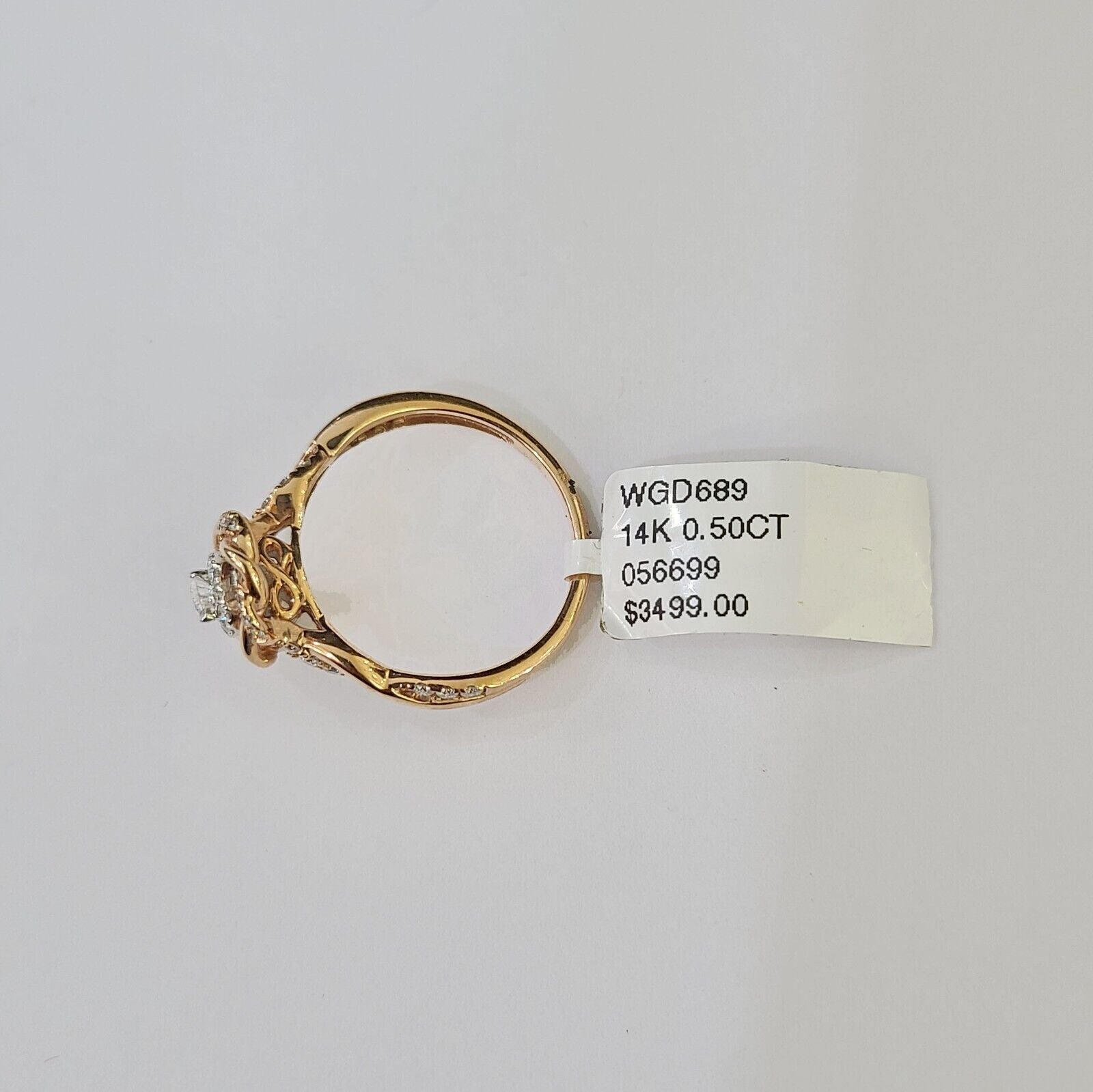 REAL 14k Rose Gold Diamond Ladies Ring Drop Shaped Women Engagement Wedding - GoldenlinQ