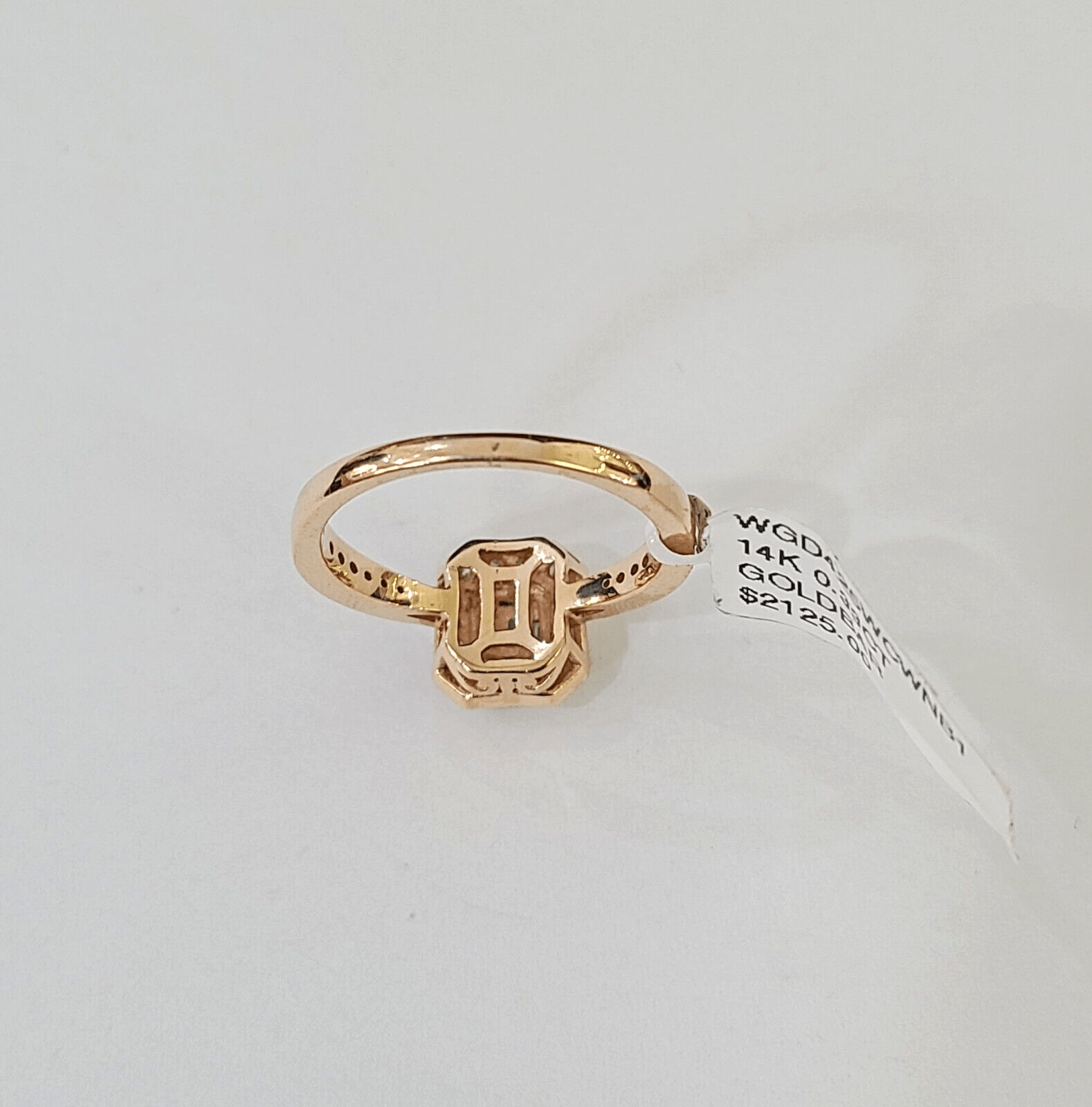 REAL 14k Rose Gold Diamond Ladies Ring Octagonal Shape Women Engagement Wedding - GoldenlinQ