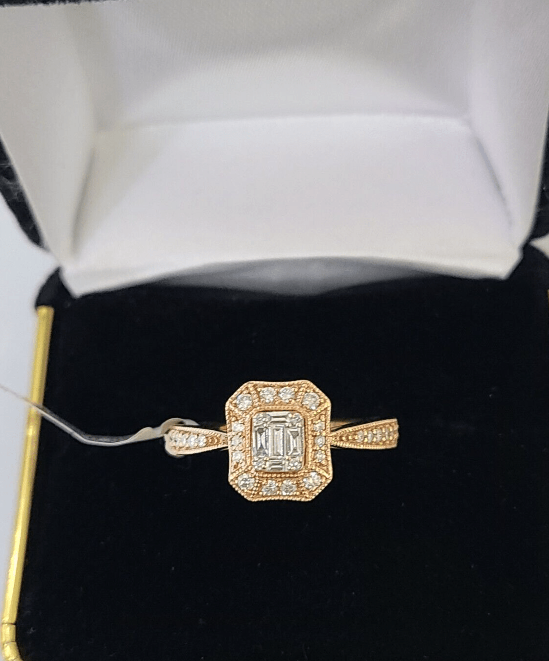 REAL 14k Rose Gold Diamond Ladies Ring Octagonal Shape Women Engagement Wedding - GoldenlinQ