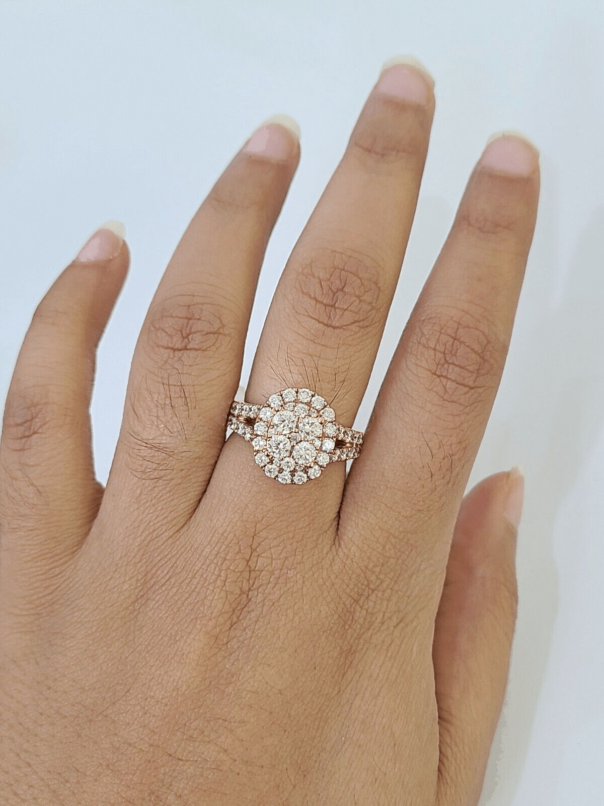 REAL 14k Rose Gold Diamond Ladies Ring Oval Shape Women Engagement Wedding - GoldenlinQ