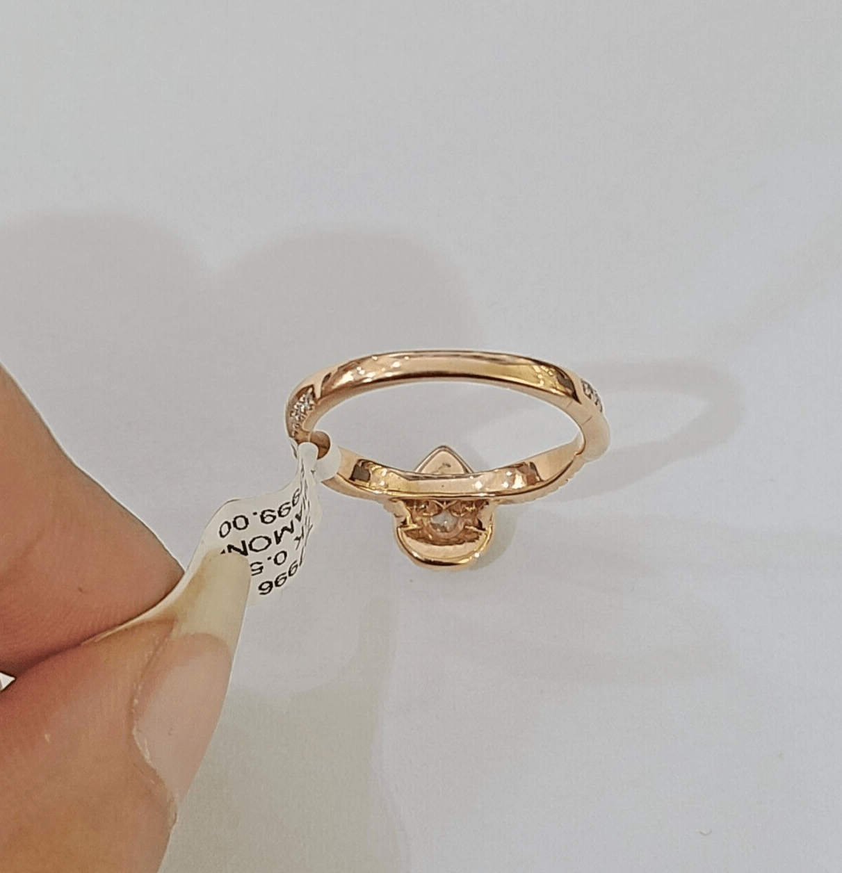 REAL 14k Rose Gold Diamond Ladies Ring Pear Shaped Women Engagement Wedding - GoldenlinQ