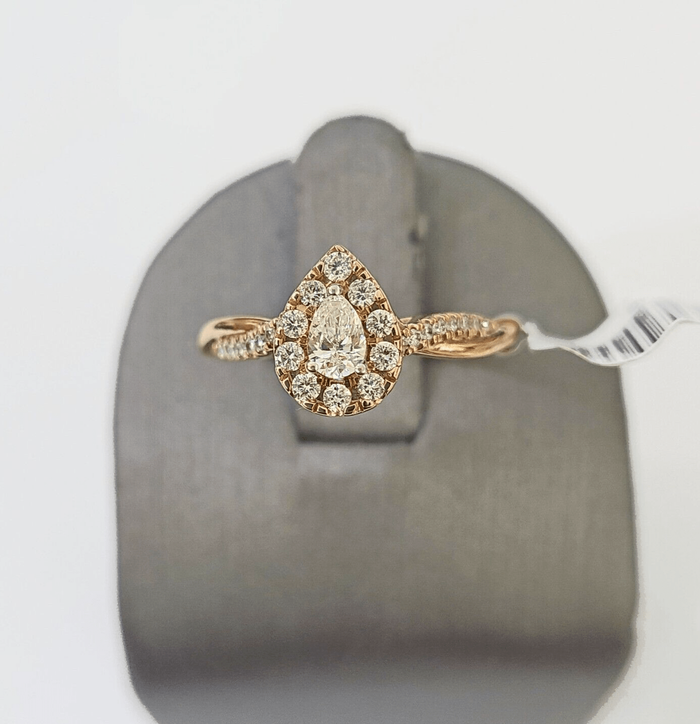 REAL 14k Rose Gold Diamond Ladies Ring Pear Shaped Women Engagement Wedding - GoldenlinQ