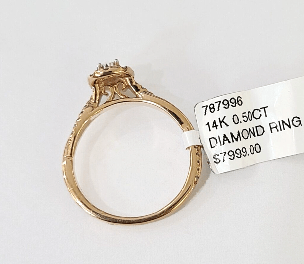 REAL 14k Rose Gold Diamond Ladies Ring Pear Shaped Women Engagement Wedding - GoldenlinQ