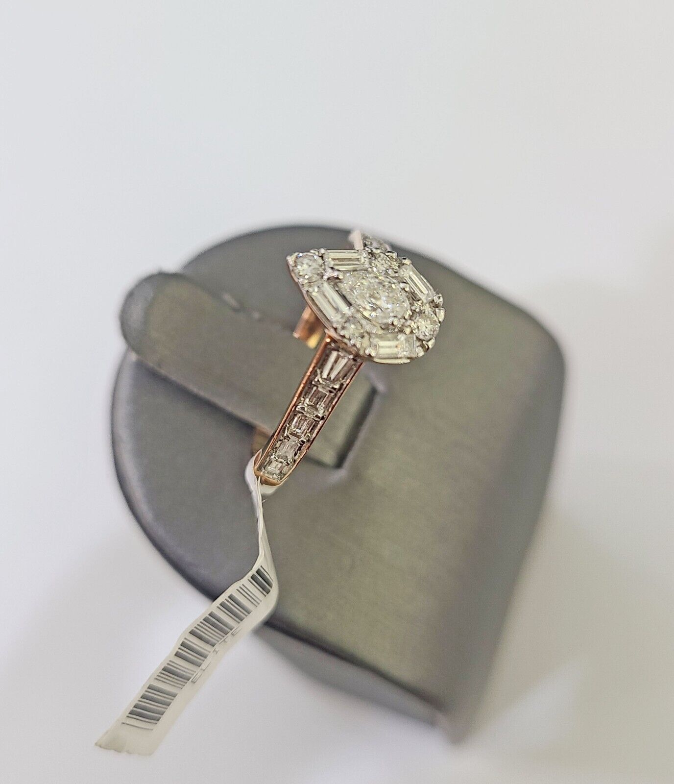 REAL 14k Rose Gold Diamond Ladies Ring Pear Shaped Women Engagement Wedding - GoldenlinQ