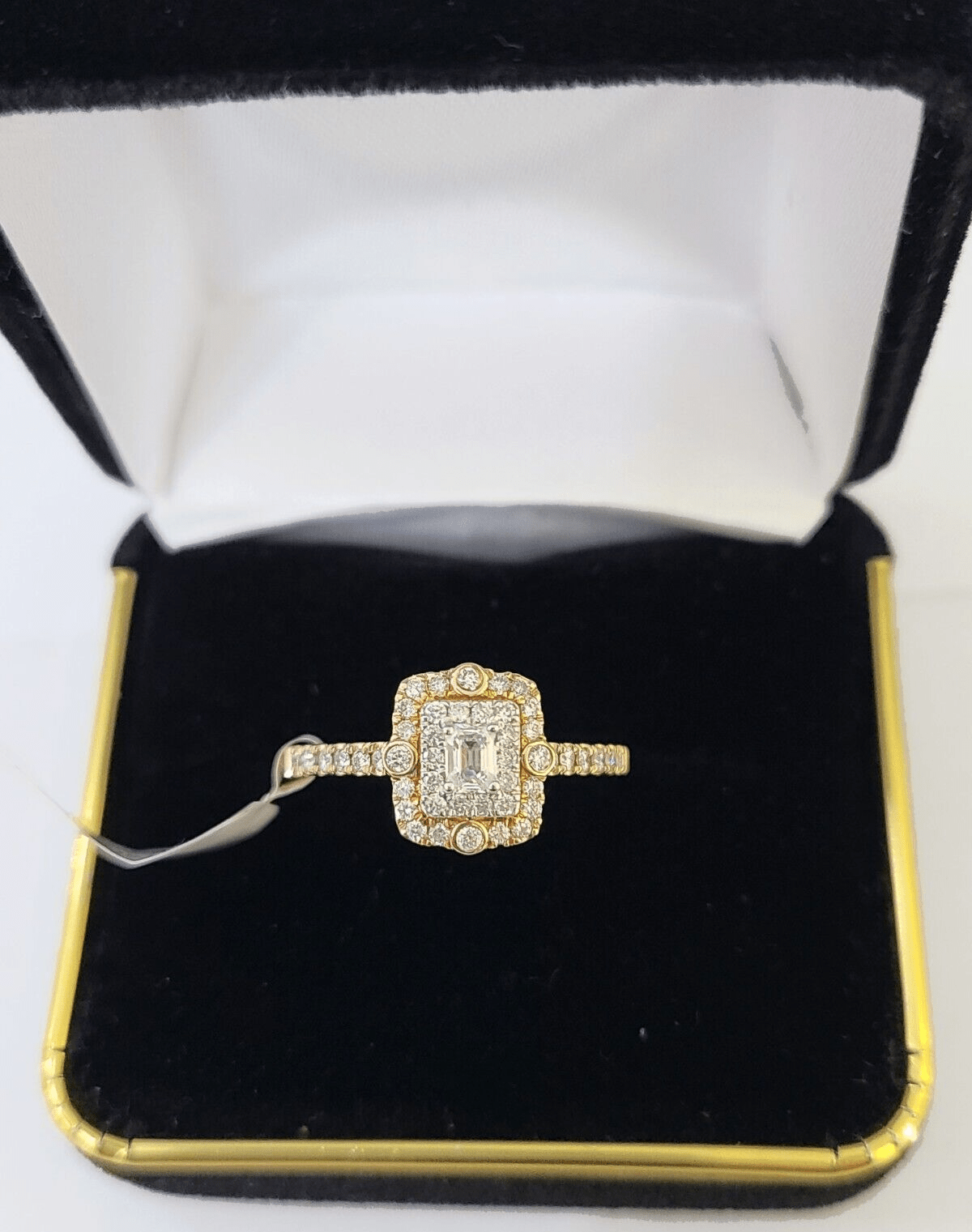 REAL 14k Rose Gold Diamond Ladies Ring Rectangle Shape Women Engagement Wedding - GoldenlinQ