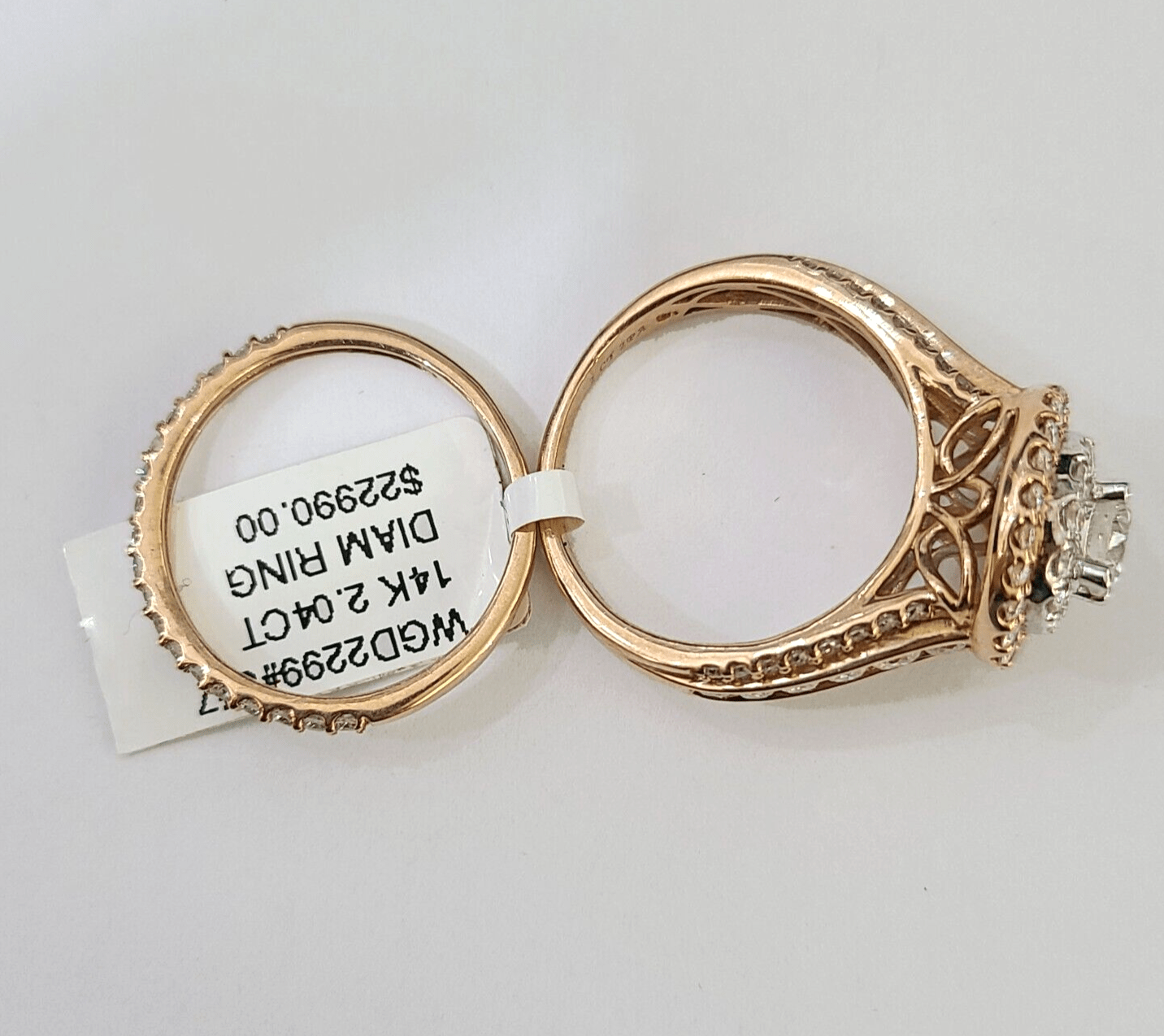 REAL 14k Rose Gold Diamond Ladies Ring Round Shape Women Engagement Wedding - GoldenlinQ