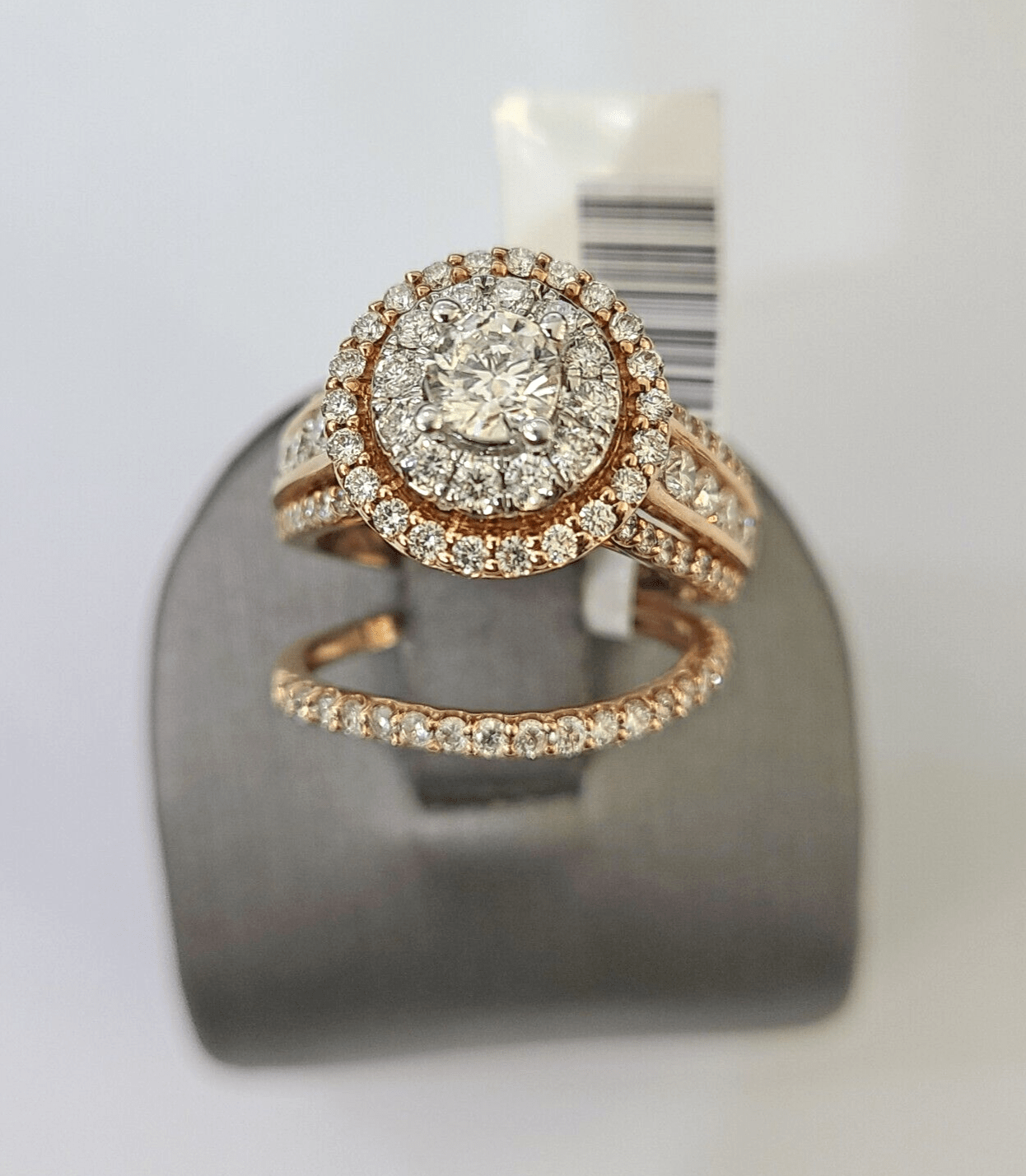 REAL 14k Rose Gold Diamond Ladies Ring Round Shape Women Engagement Wedding - GoldenlinQ