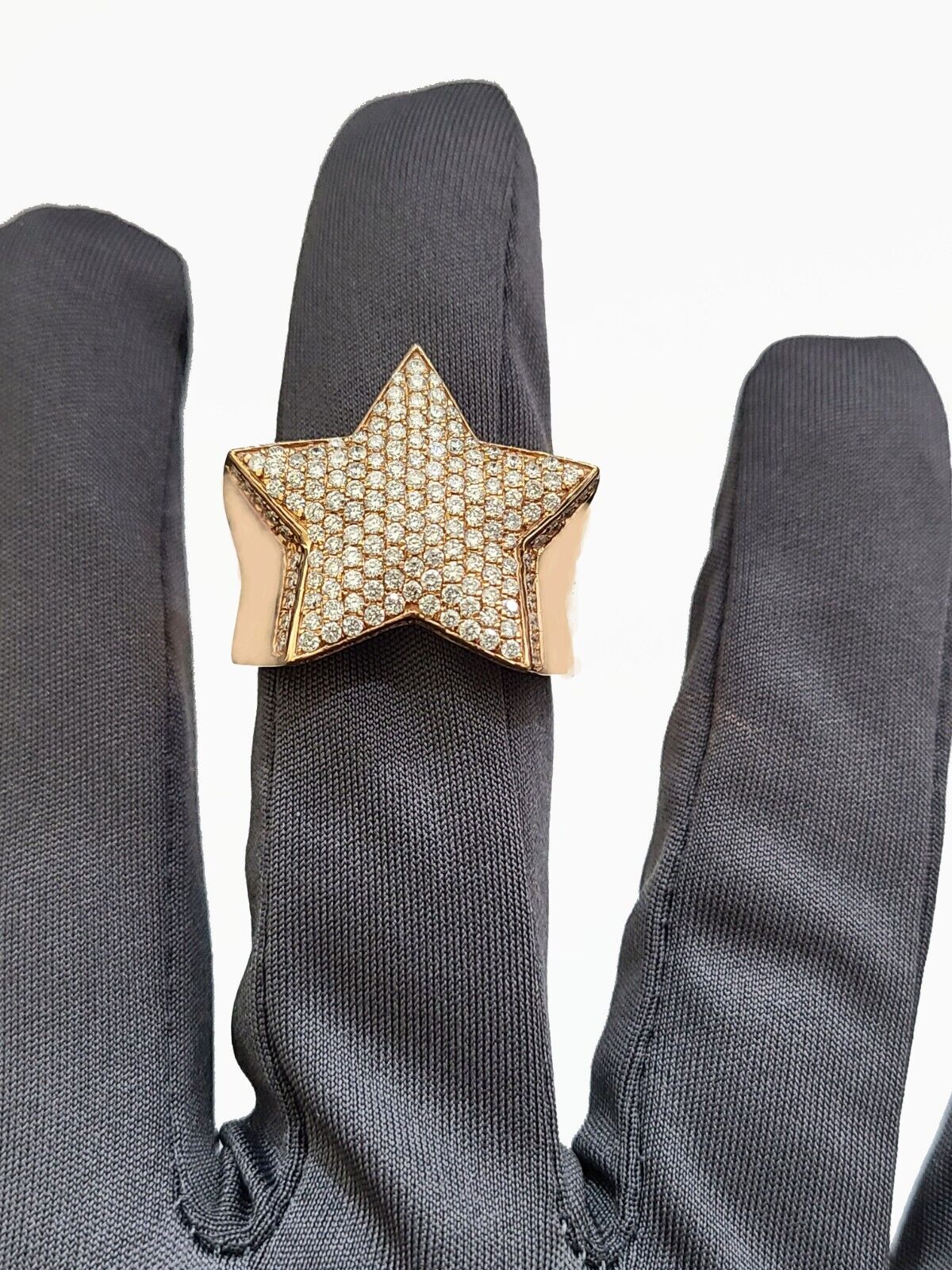 Real 14k Rose Gold Diamond Star Ring Band Genuine 1.62CT Diamonds 14kt Size 10 - GoldenlinQ