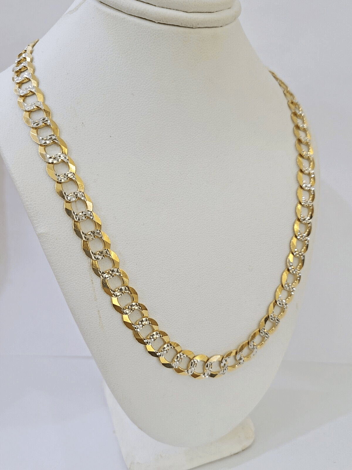 REAL 14k Solid Cuban Curb Link necklace with Diamond Cuts 24 inches 8mm 14kt - GoldenlinQ