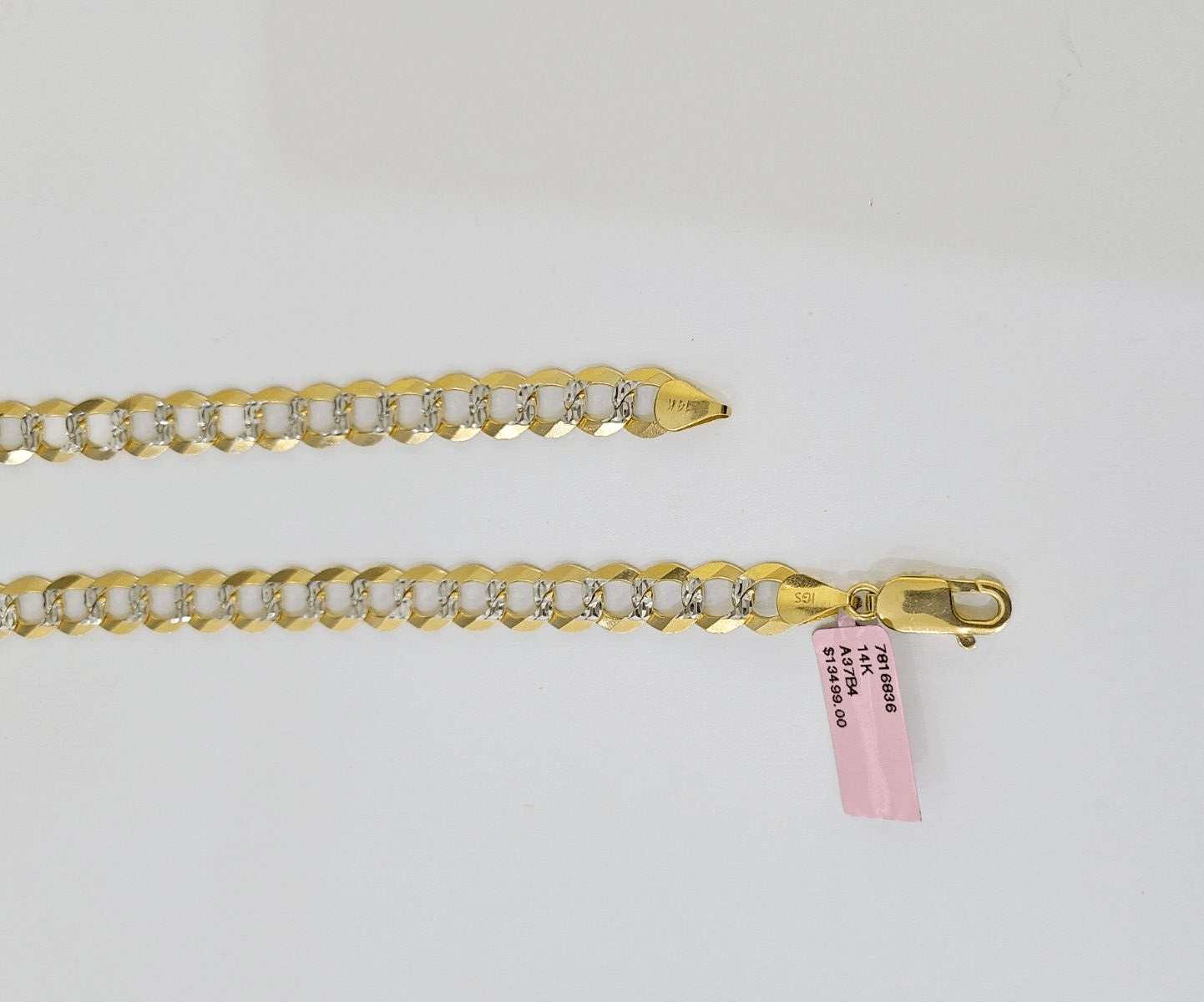 REAL 14k Solid Cuban Curb Link necklace with Diamond Cuts 24 inches 8mm 14kt - GoldenlinQ