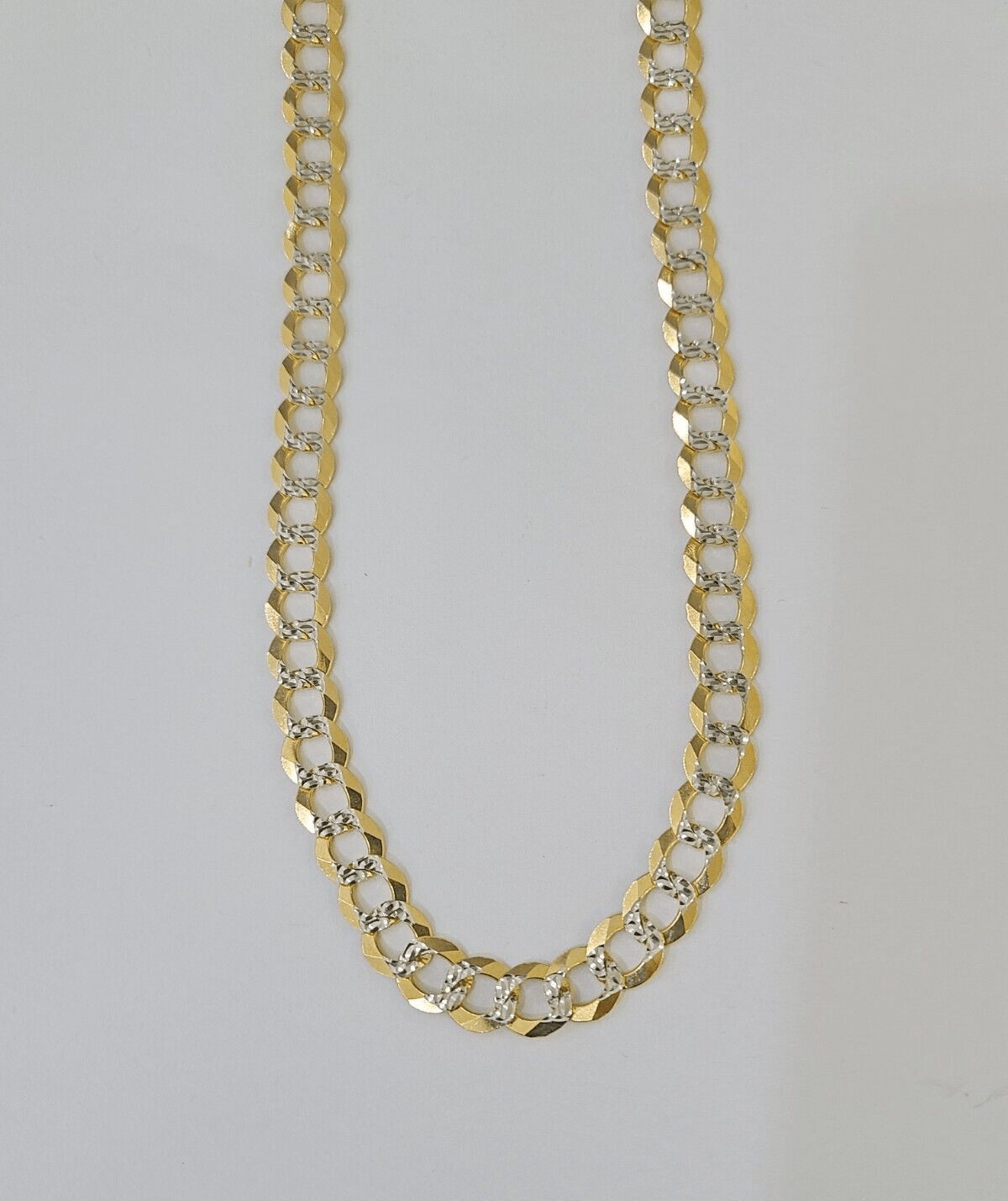 REAL 14k Solid Cuban Curb Link necklace with Diamond Cuts 24 inches 8mm 14kt - GoldenlinQ