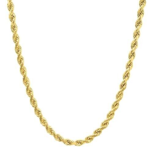Real 14k Solid Yellow Gold Necklace Rope Chain 6mm 24" inch 14kt Chain Unisex - GoldenlinQ