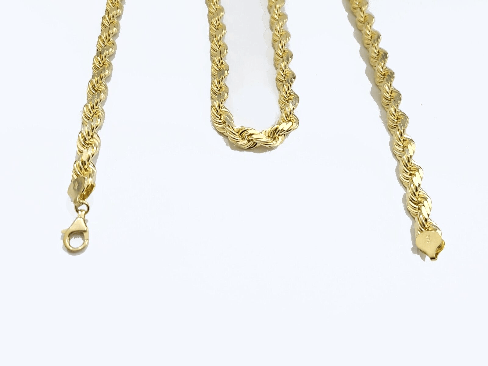 Real 14k Solid Yellow Gold Necklace Rope Chain 7mm 24" inch 14kt Chain Unisex - GoldenlinQ