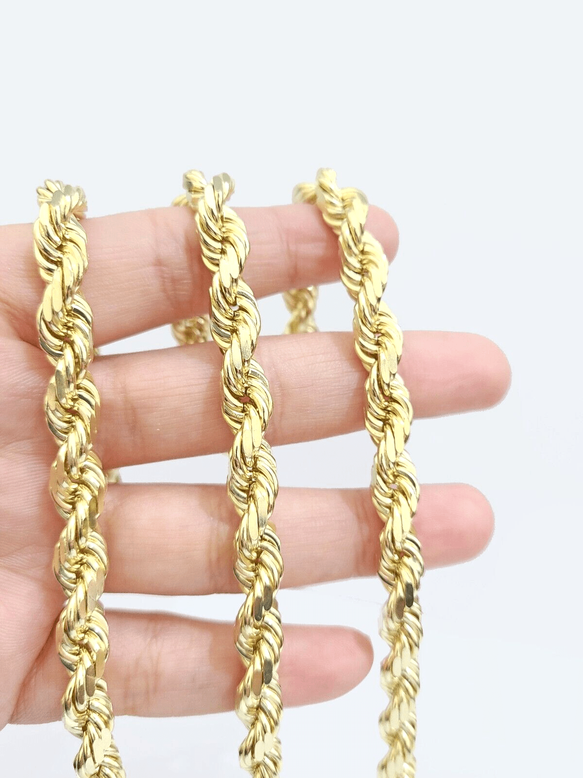 Real 14k Solid Yellow Gold Necklace Rope Chain 7mm 24" inch 14kt Chain Unisex - GoldenlinQ