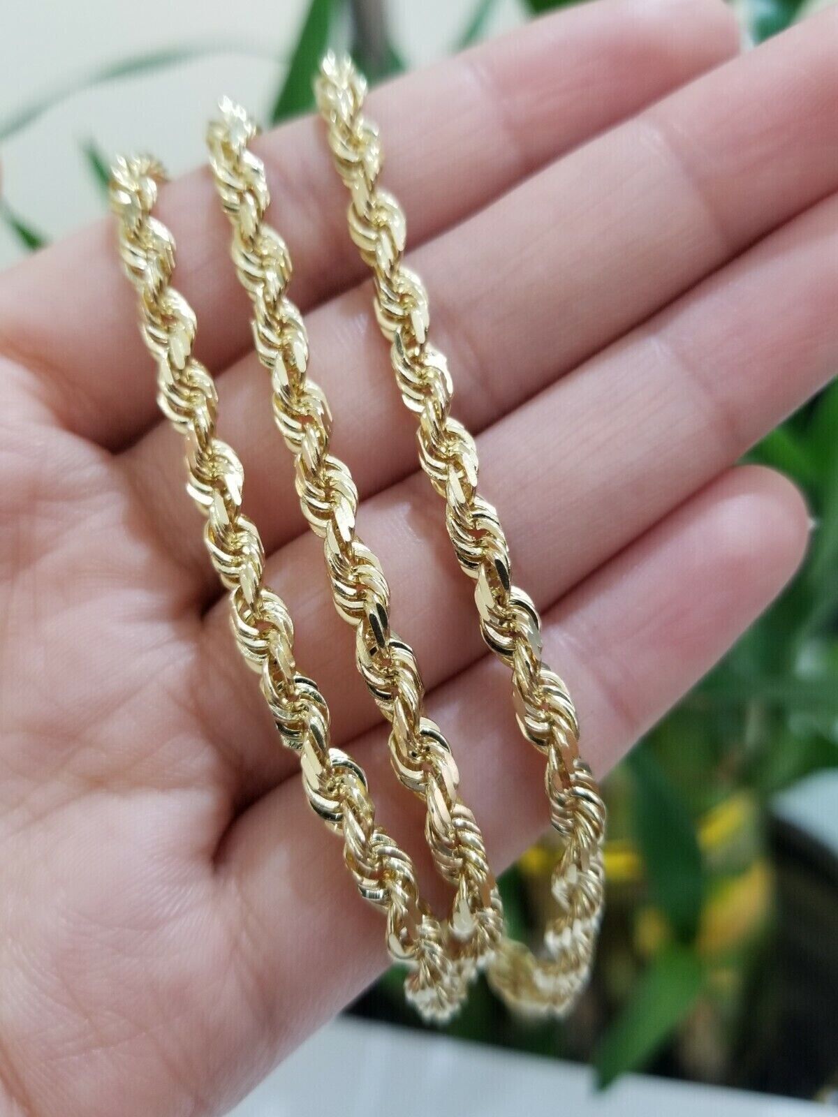 Real 14K SOLID Yellow Gold Rope Chain 4.5mm 26 Inches necklace Lobster Lock 14kt - GoldenlinQ