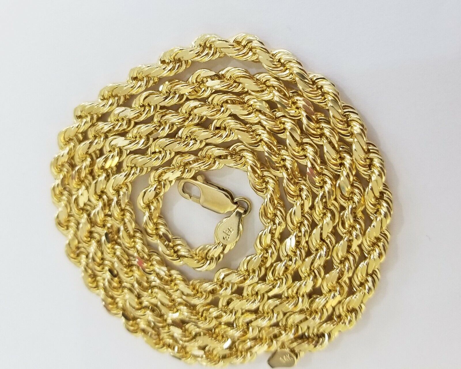 Real 14K SOLID Yellow Gold Rope Chain 4.5mm 26 Inches necklace Lobster Lock 14kt - GoldenlinQ