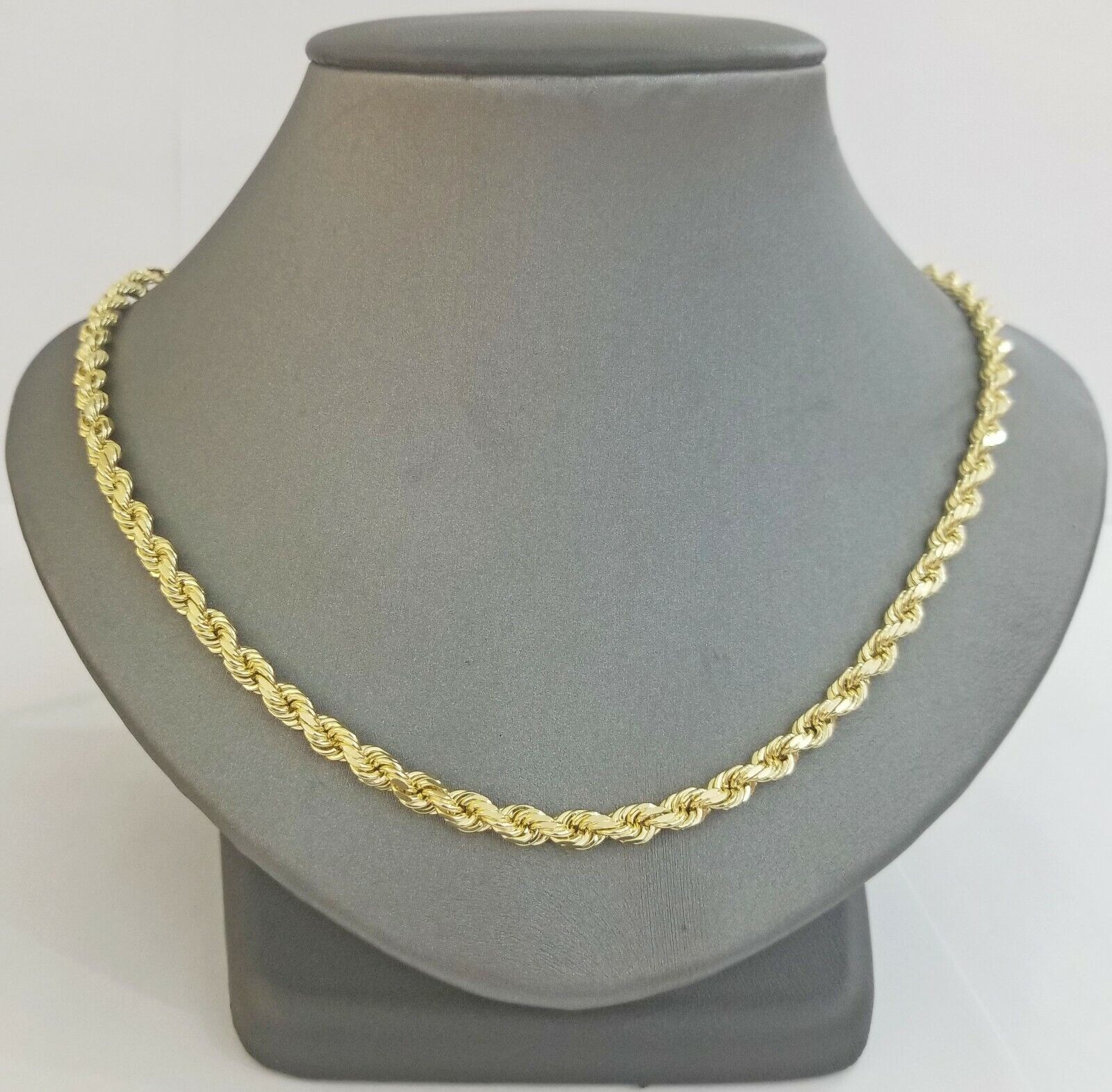 Real 14K SOLID Yellow Gold Rope Chain 4.5mm 26 Inches necklace Lobster Lock 14kt - GoldenlinQ