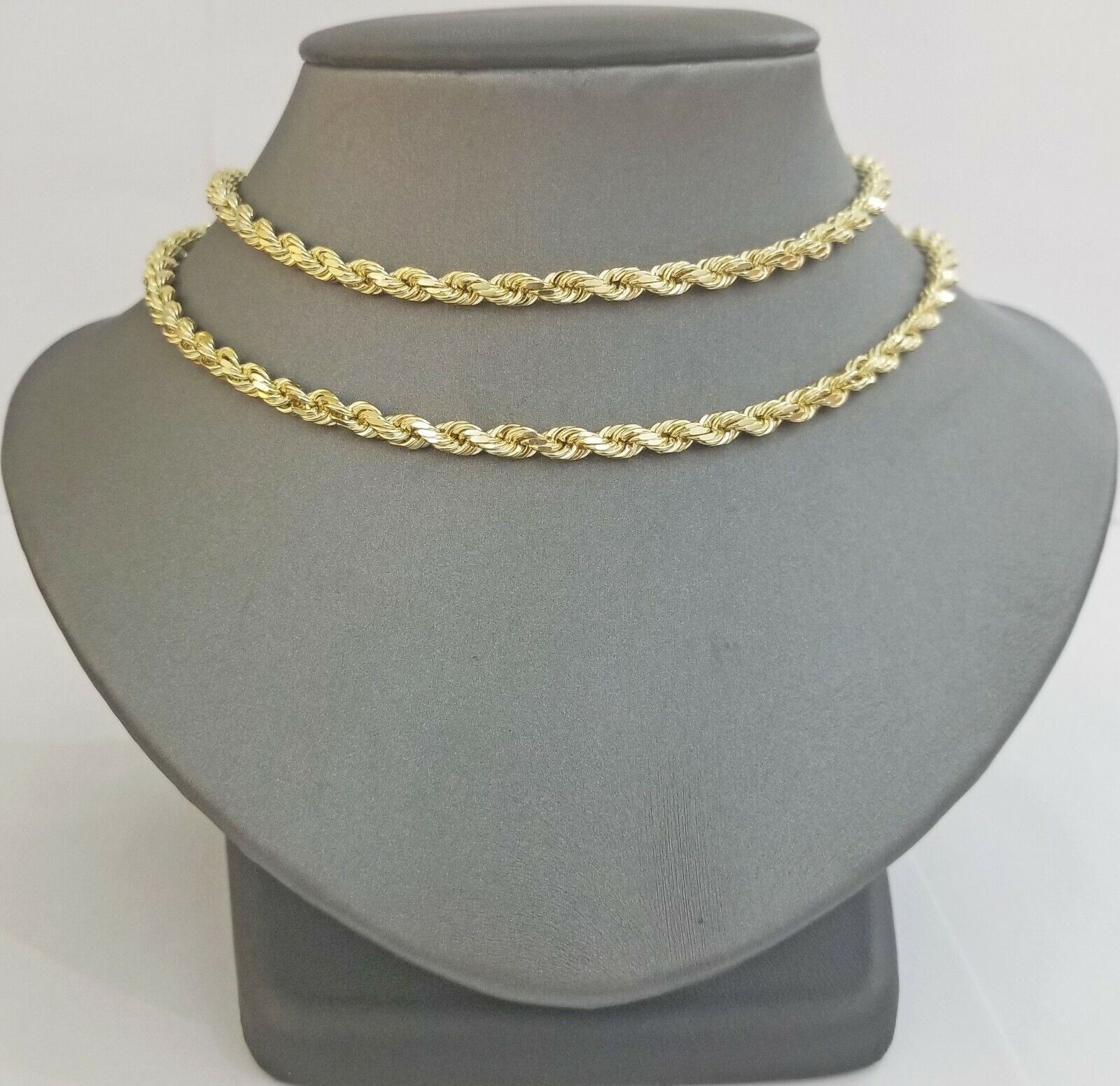 Real 14K SOLID Yellow Gold Rope Chain 4.5mm 26 Inches necklace Lobster Lock 14kt - GoldenlinQ
