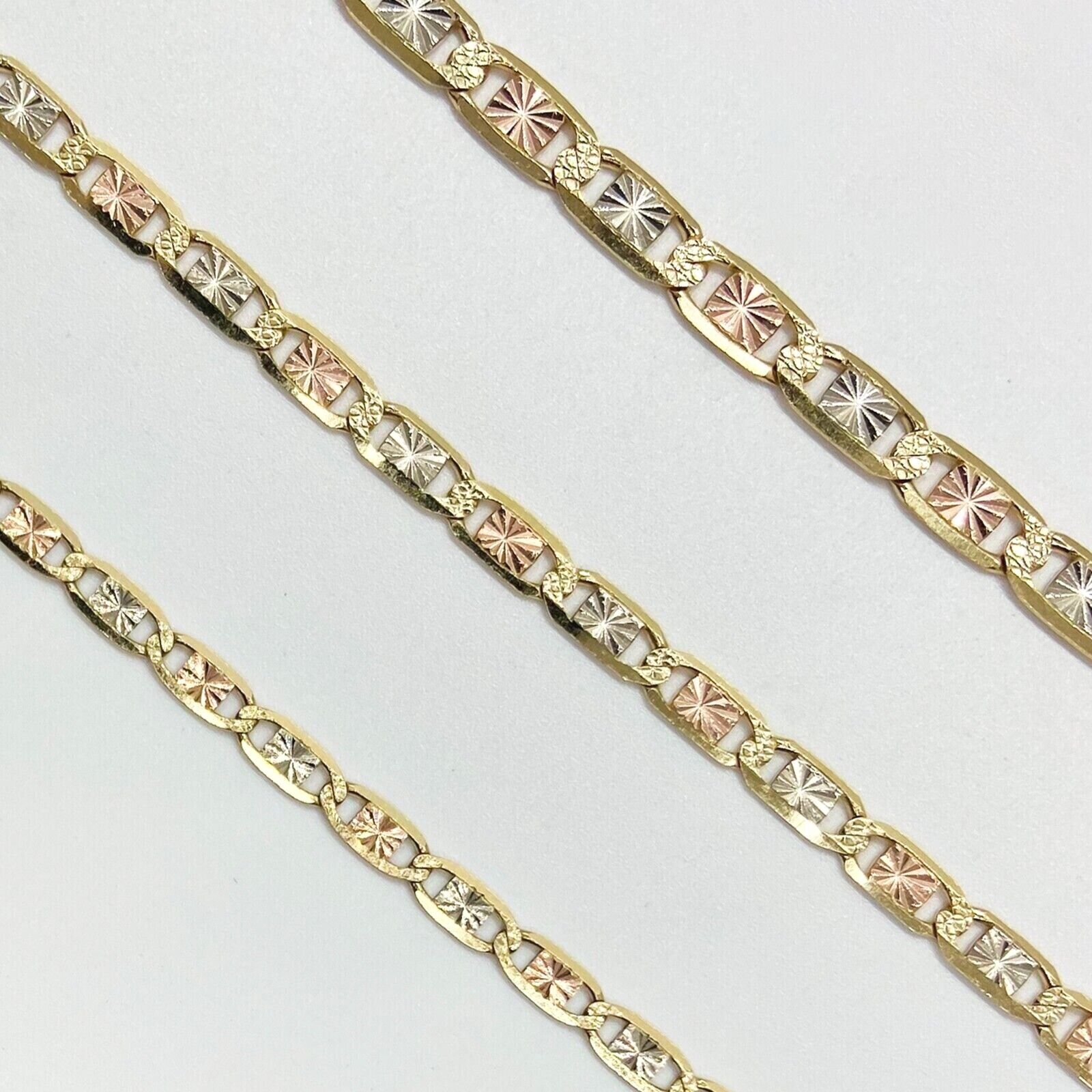 REAL 14k Trio Gold Necklace chain Ladies 3mm 3.5mm 5mm 18" - 24" Women - GoldenlinQ