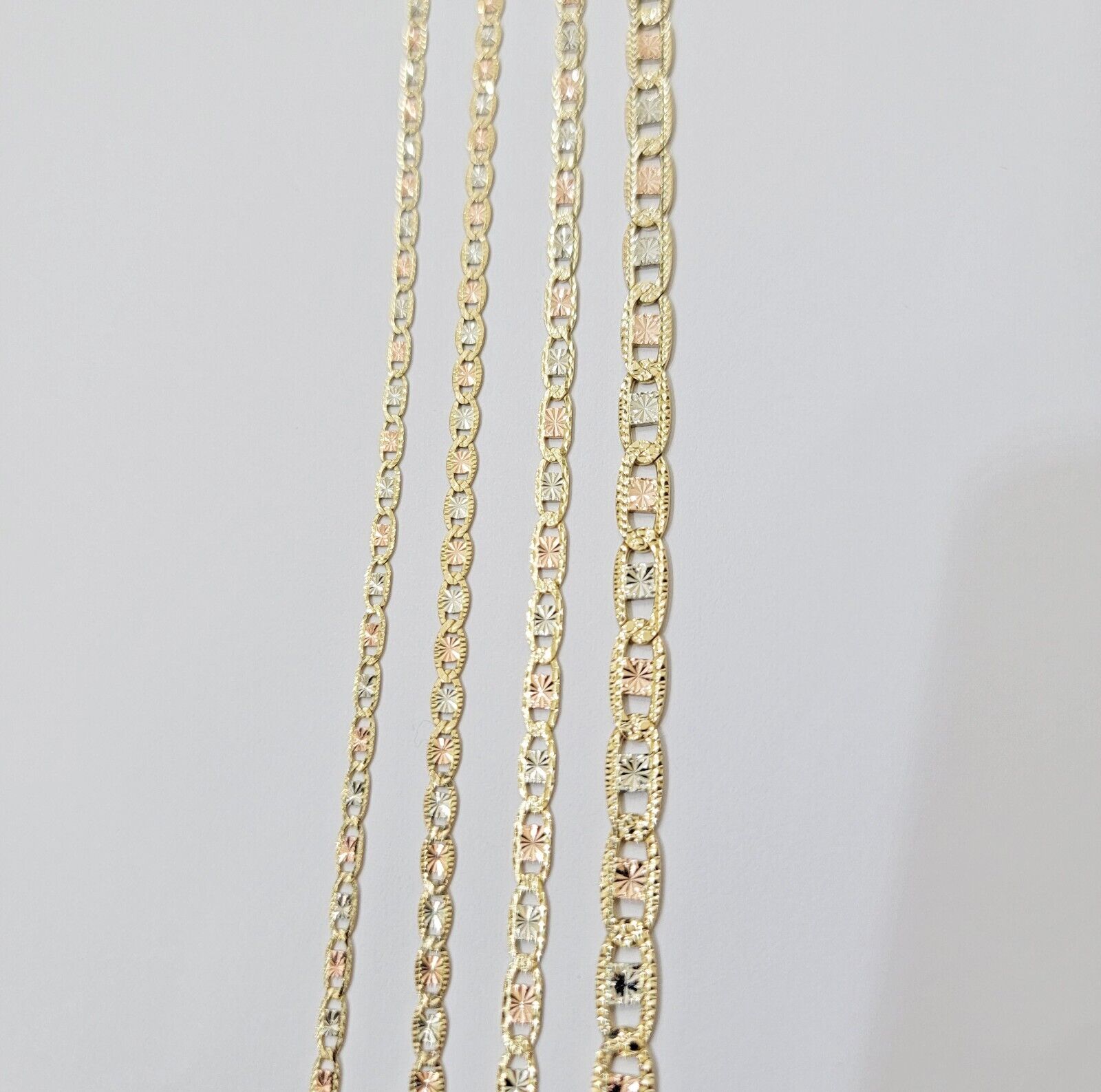 REAL 14k Trio Gold Necklace chain Ladies 3mm 3.5mm 5mm 18" - 24" Women - GoldenlinQ