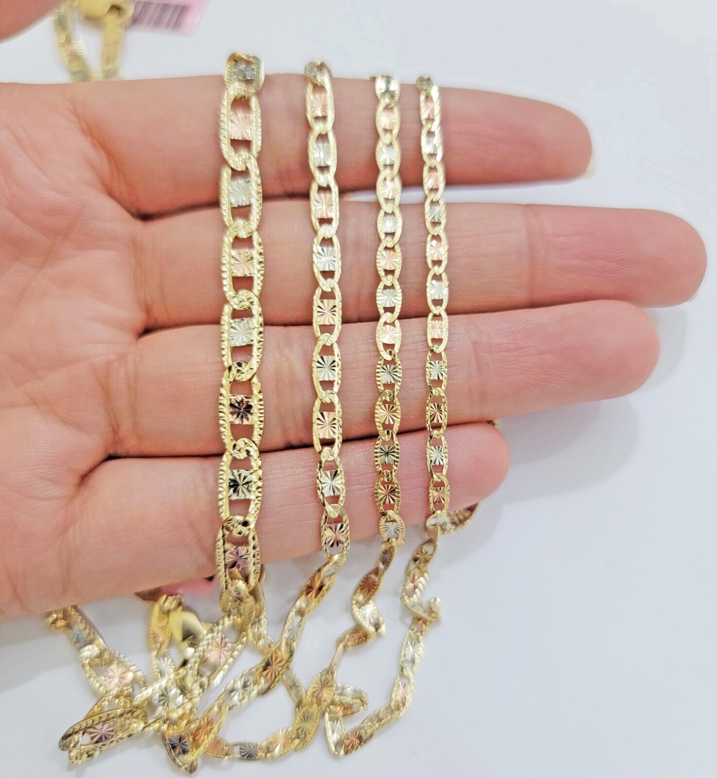 REAL 14k Trio Gold Necklace chain Ladies 3mm 3.5mm 5mm 18" - 24" Women - GoldenlinQ