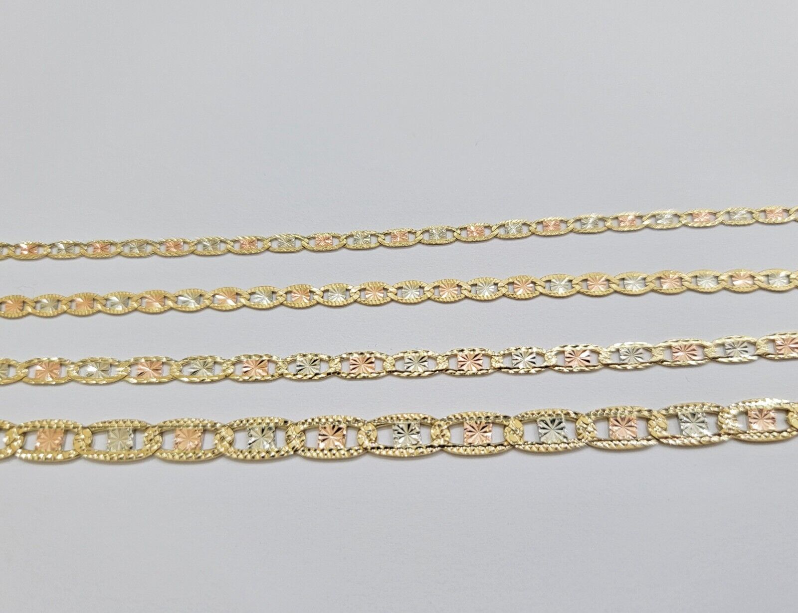 REAL 14k Trio Gold Necklace chain Ladies 3mm 3.5mm 5mm 18" - 24" Women - GoldenlinQ
