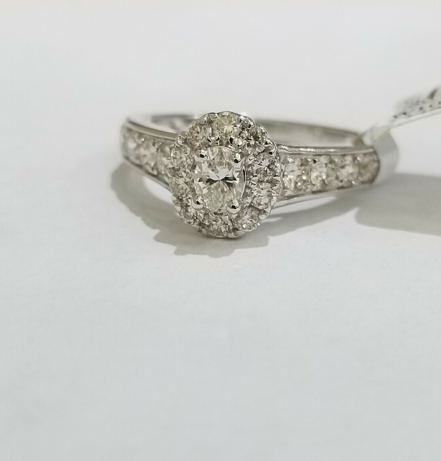 REAL 14k White Gold 1.34 CT Diamonds Ladies Ring Women Size 7 Engagement Wedding - GoldenlinQ