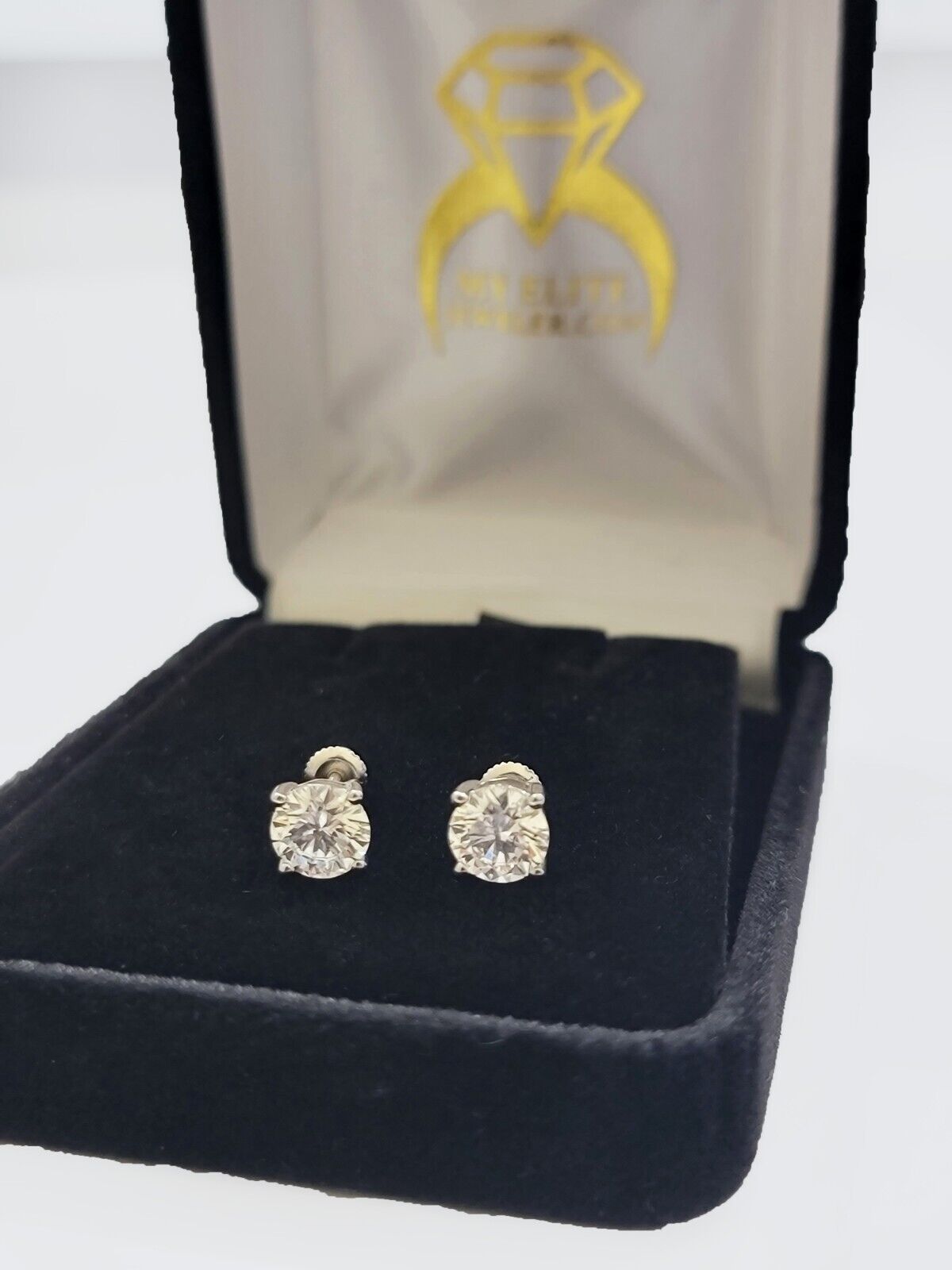 Real 14k White Gold 1CT Diamond Stud Earring 1/2 CT each,VS diamond Lab Created - GoldenlinQ