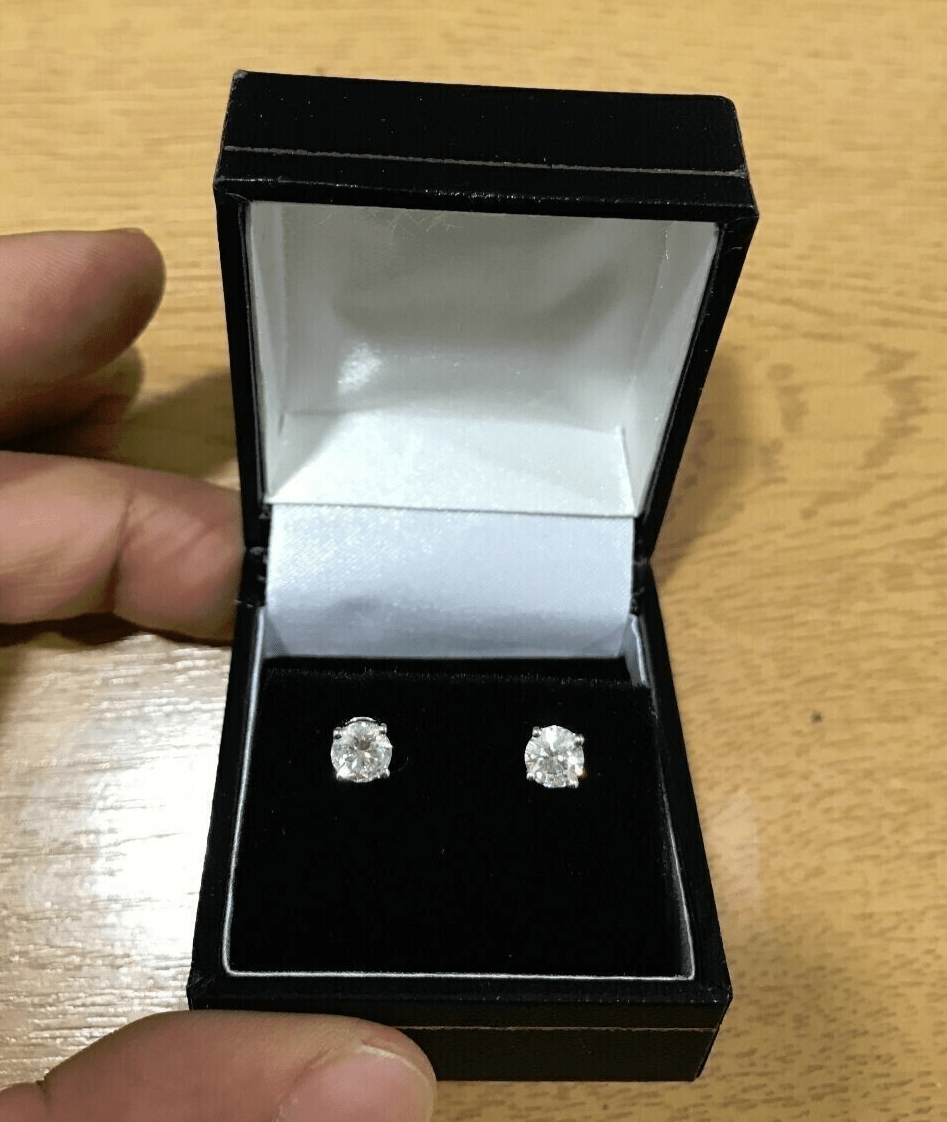 Real 14k White Gold 1CT Diamond Stud Earring 1/2 CT each,VS diamond Lab Created - GoldenlinQ