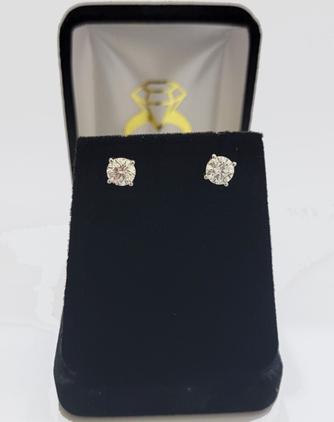 Real 14k White Gold 1CT Diamonds Stud Earring 1/2 CT each,VS diamond Lab Created - GoldenlinQ