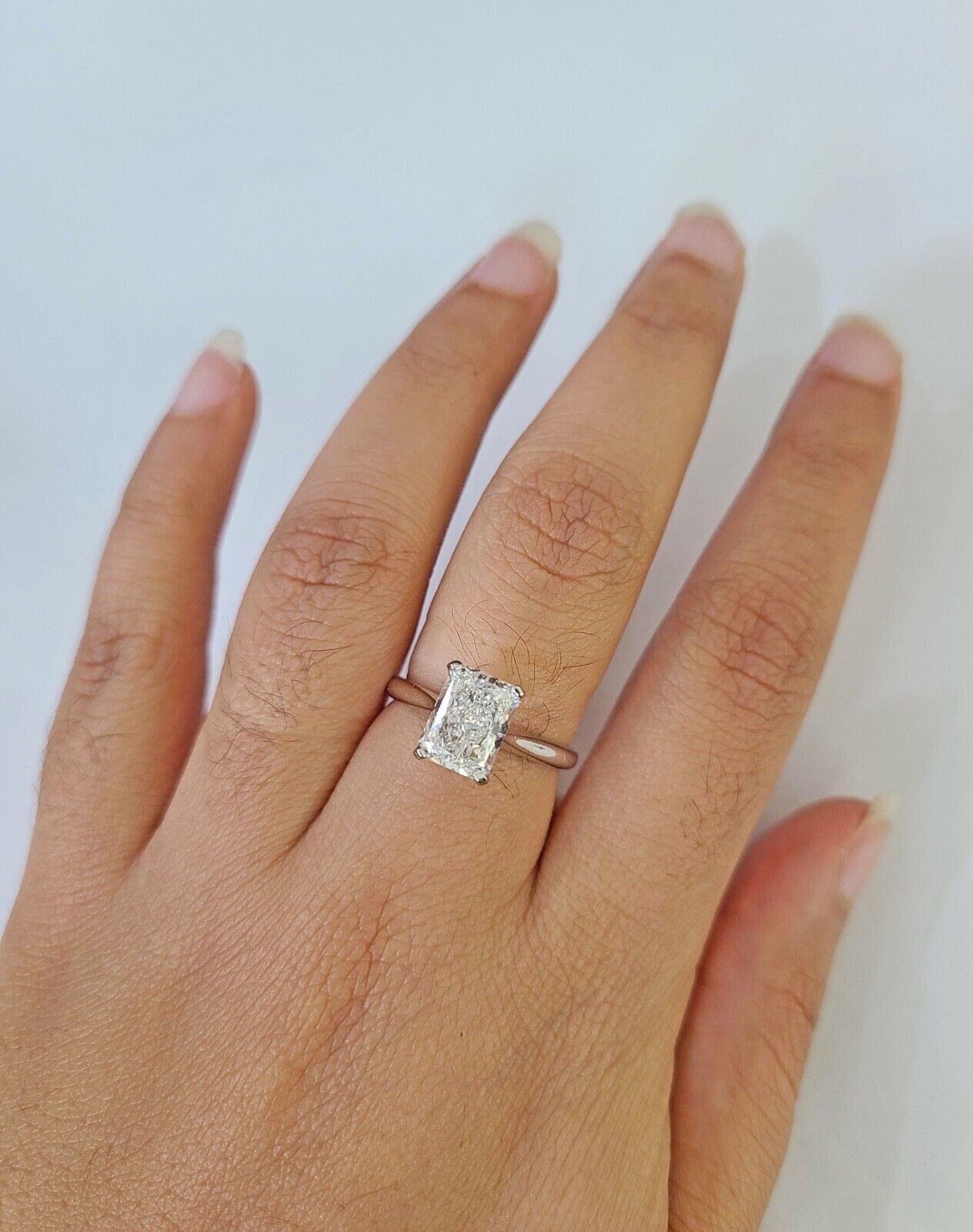 REAL 14k White Gold 2CT Diamond Ring Lab Created Wedding Engagement, Radiant - GoldenlinQ