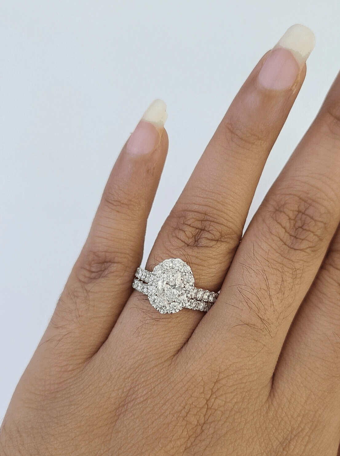 Real 14k White Gold Diamond Ladies Ring Band Set Natural Diamond Bridal Wedding - GoldenlinQ