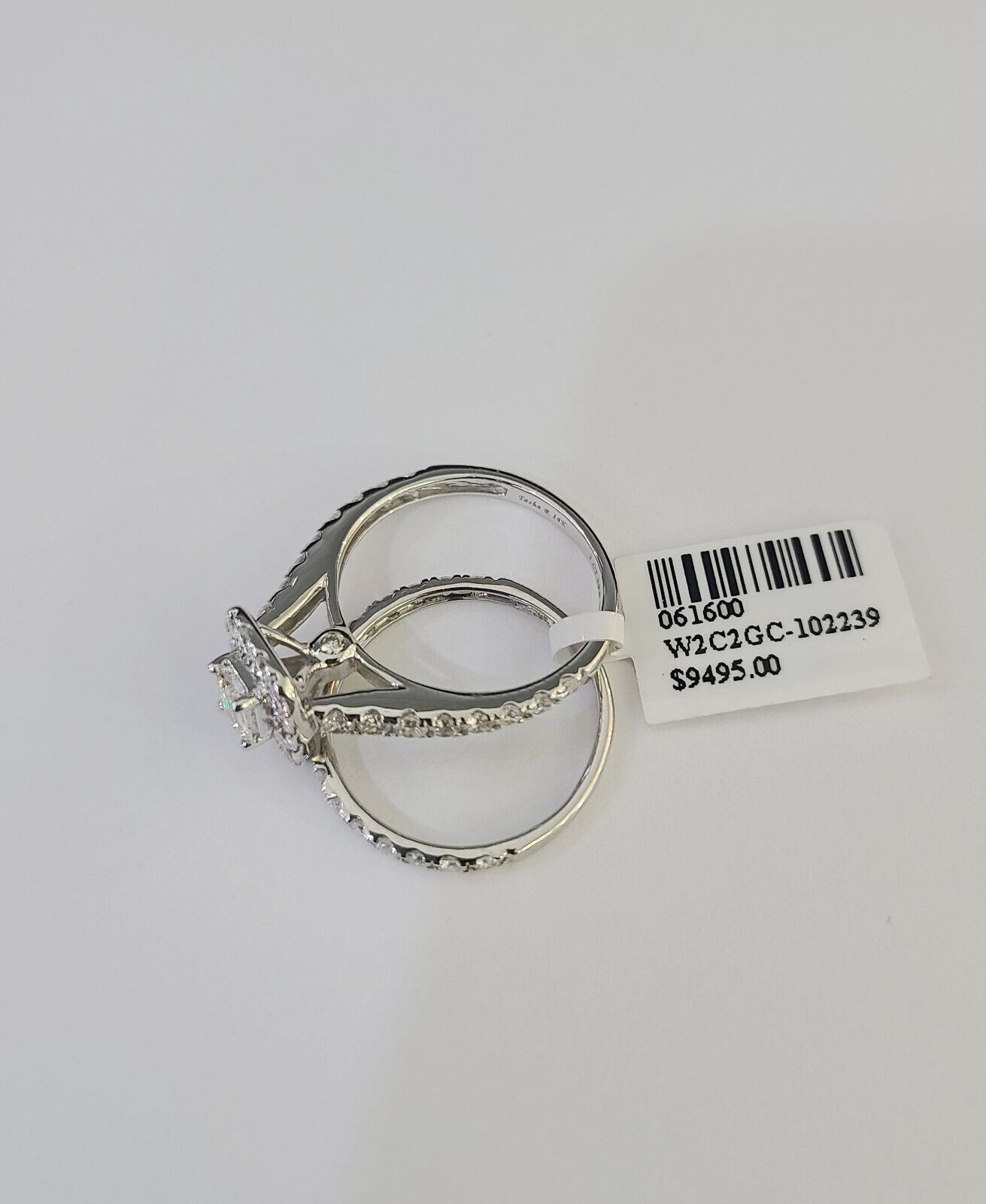 Real 14k White Gold Diamond Ladies Ring Band Set Natural Diamond Bridal Wedding - GoldenlinQ