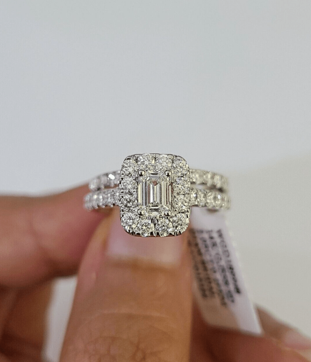 Real 14k White Gold Diamond Ladies Ring Band Set Natural Diamond Bridal Wedding - GoldenlinQ