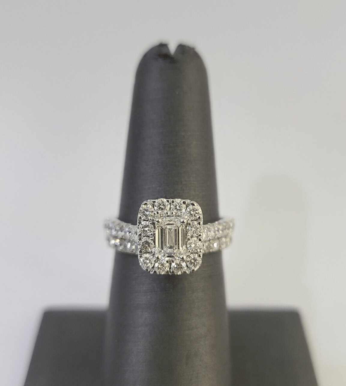 Real 14k White Gold Diamond Ladies Ring Band Set Natural Diamond Bridal Wedding - GoldenlinQ