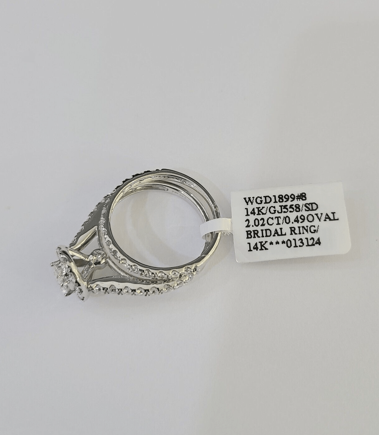 Real 14k White Gold Diamond Ladies Ring Band Set Natural Diamond Bridal Wedding - GoldenlinQ