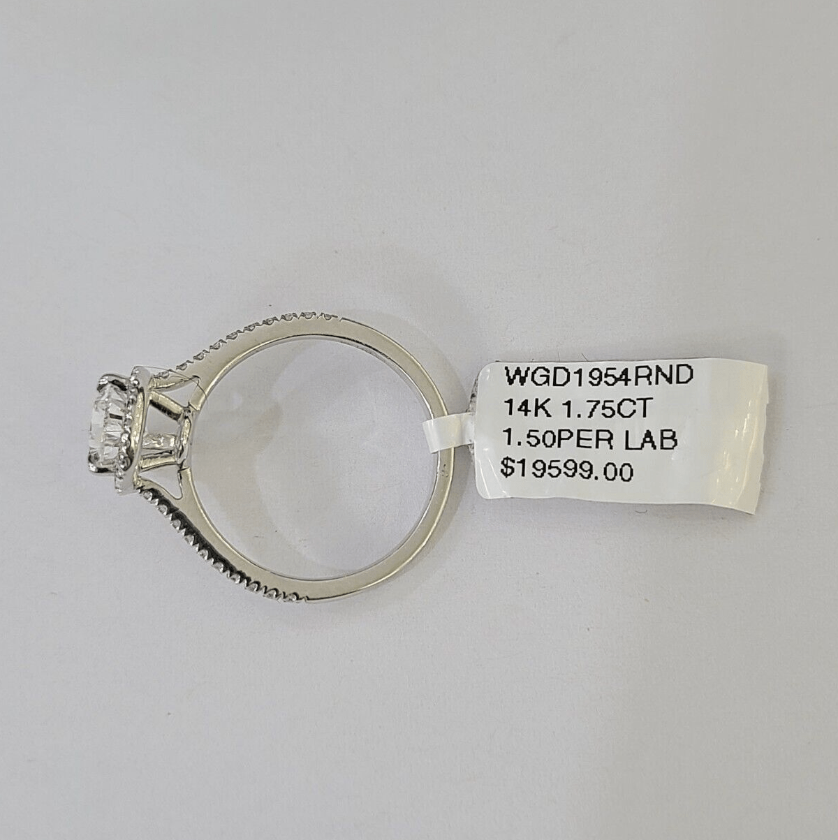 Real 14k White Gold Diamond Ladies Ring PearLab Created Women Engagement Wedding - GoldenlinQ