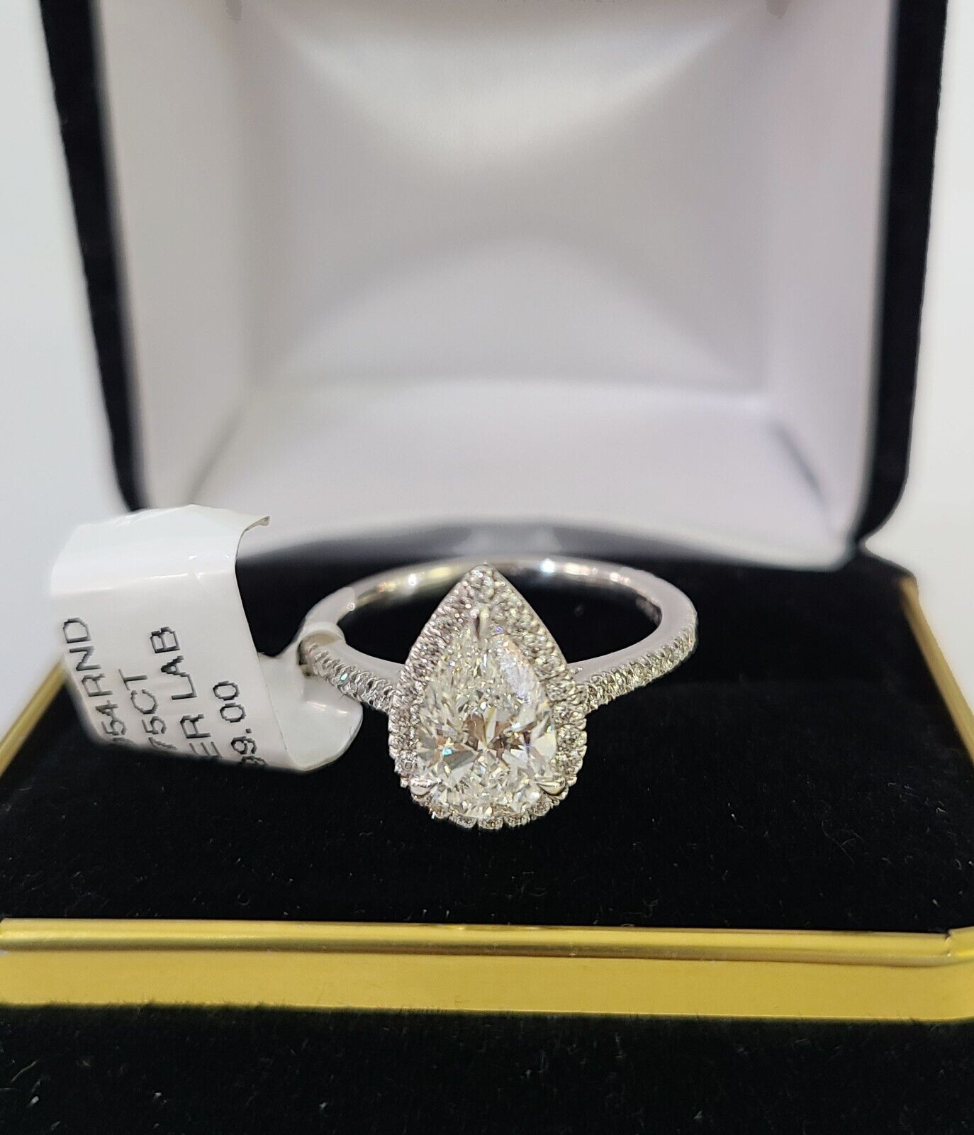 Real 14k White Gold Diamond Ladies Ring PearLab Created Women Engagement Wedding - GoldenlinQ