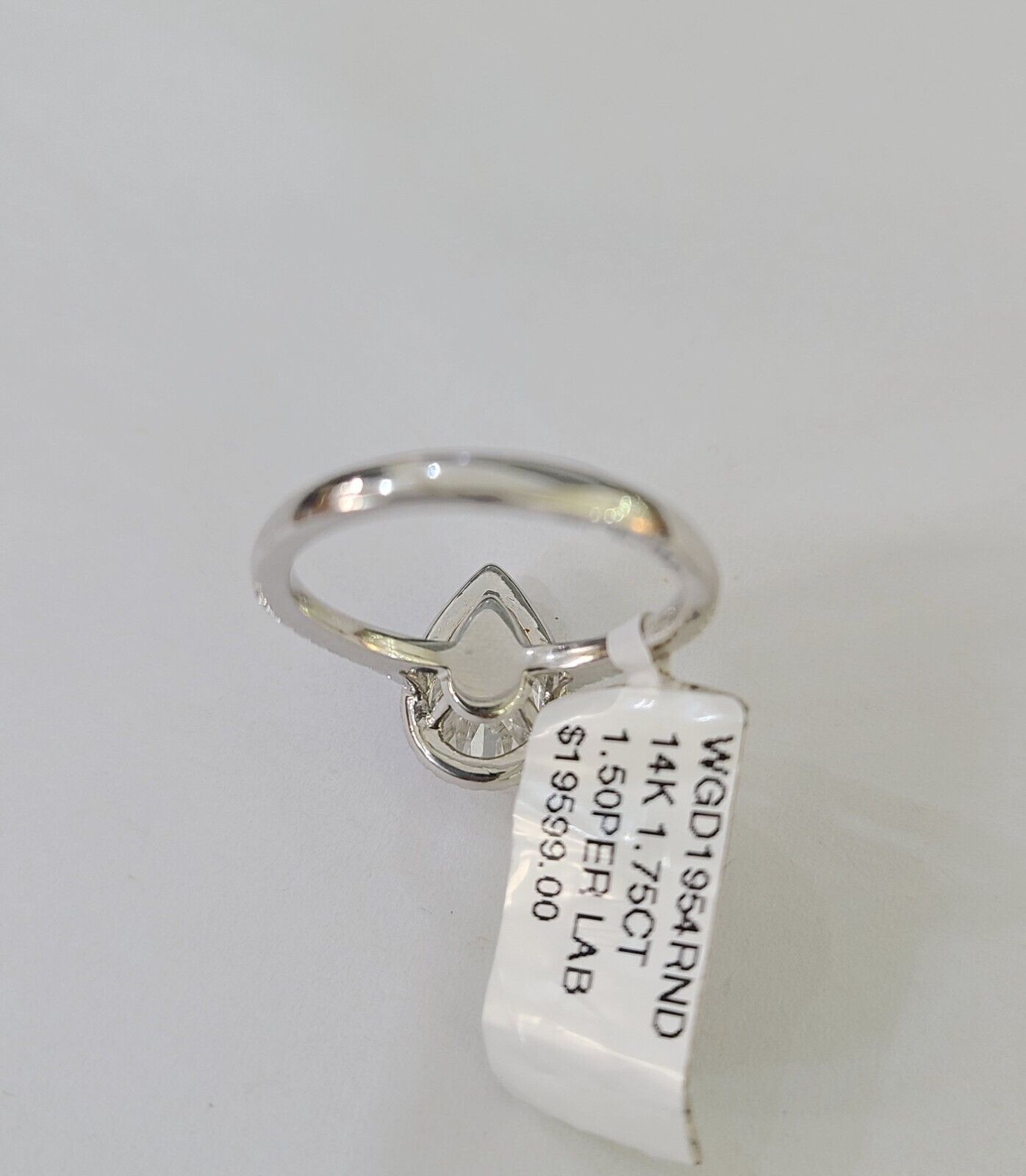 Real 14k White Gold Diamond Ladies Ring PearLab Created Women Engagement Wedding - GoldenlinQ