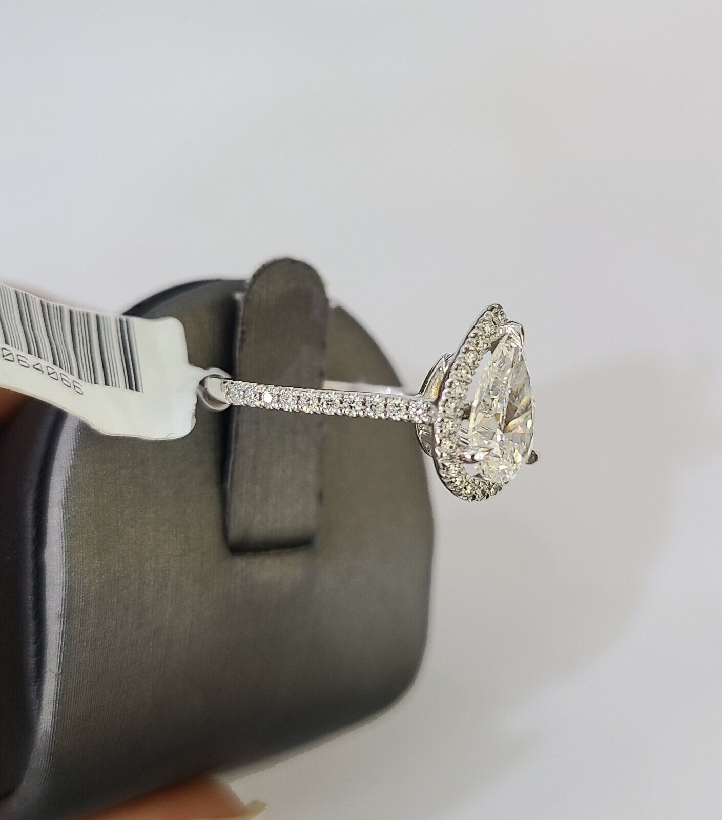 Real 14k White Gold Diamond Ladies Ring PearLab Created Women Engagement Wedding - GoldenlinQ