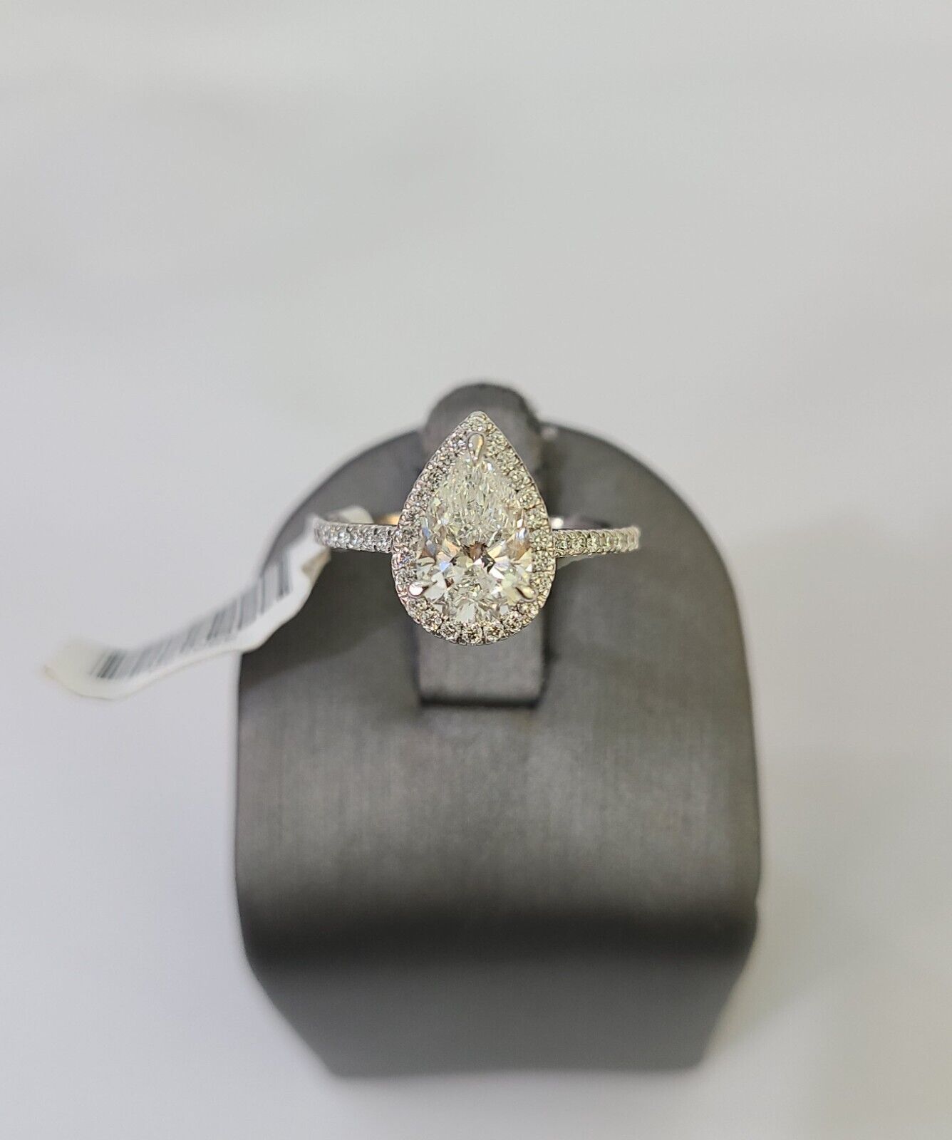 Real 14k White Gold Diamond Ladies Ring PearLab Created Women Engagement Wedding - GoldenlinQ