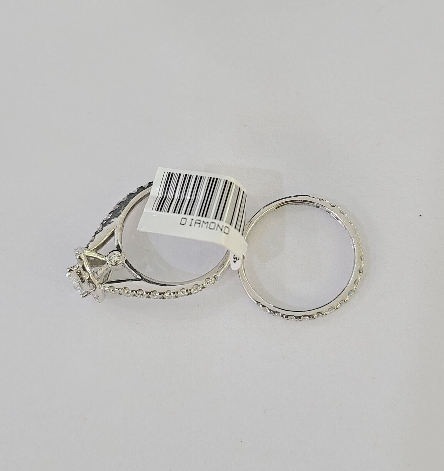 Real 14k White Gold Diamond Ladies Ring SET Pear Lab Created Engagement Wedding - GoldenlinQ