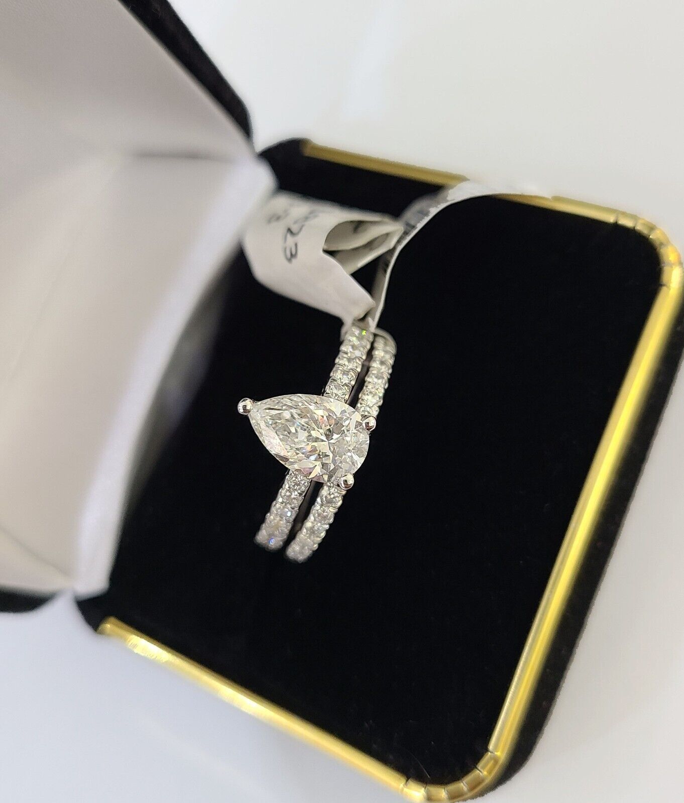 Real 14k White Gold Diamond Ladies Ring SETLab Created Women Engagement Wedding - GoldenlinQ