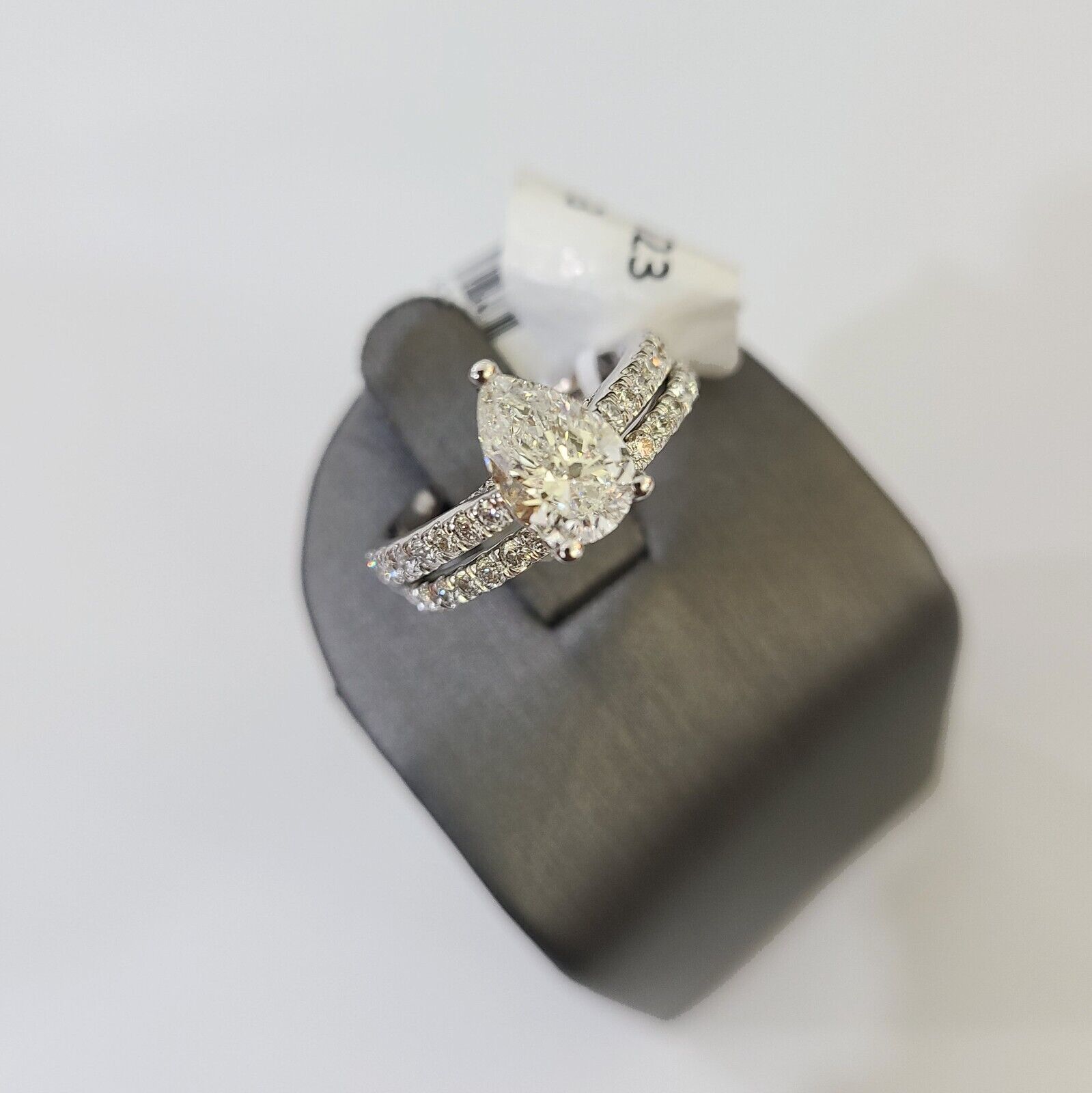 Real 14k White Gold Diamond Ladies Ring SETLab Created Women Engagement Wedding - GoldenlinQ